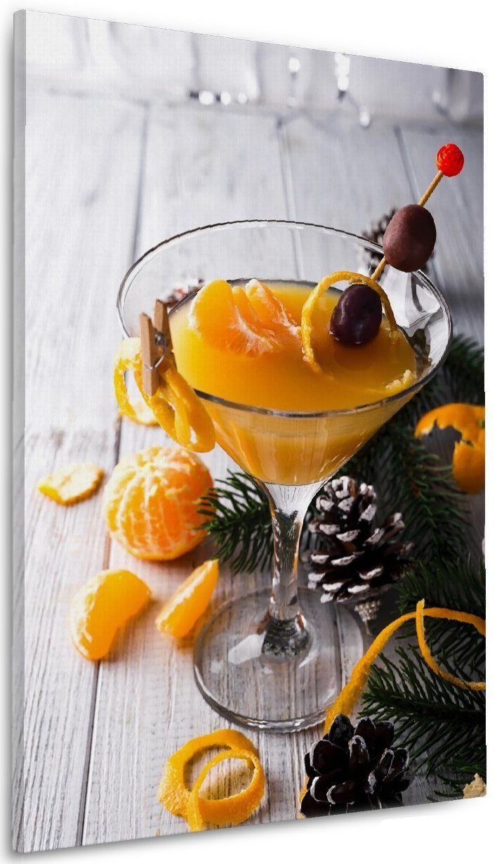 Wallario Leinwandbild, Winterlicher Cocktail in orange, in ...