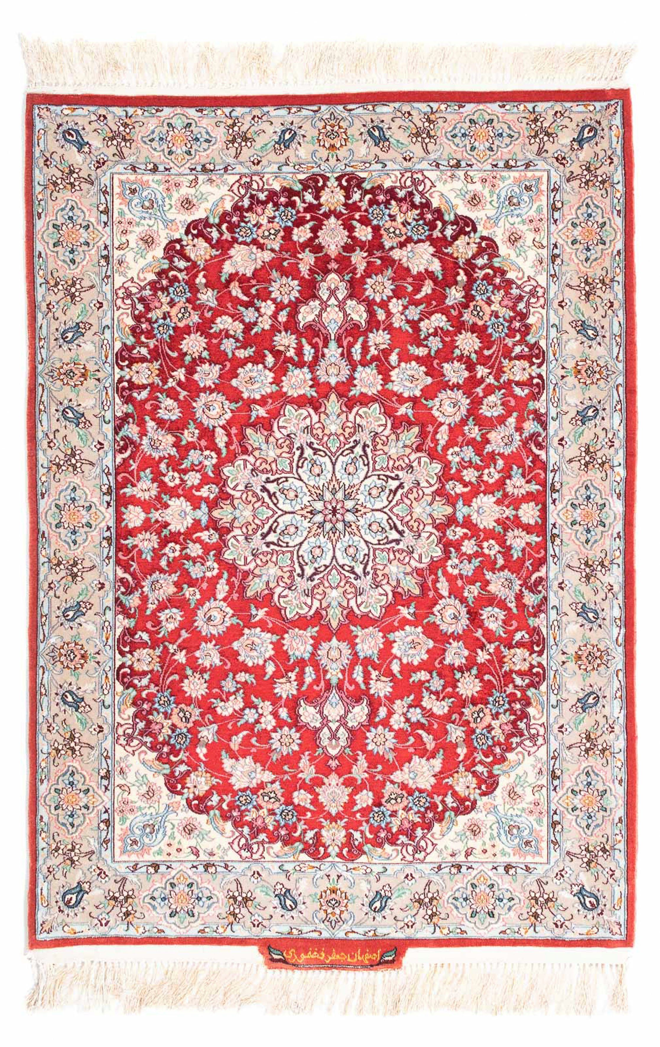 cm Perser - Zertifikat x - rechteckig, Orientteppich mit Isfahan 84 6 Wohnzimmer, - - Handgeknüpft, Premium Einzelstück rot, morgenland, Höhe: mm, 119