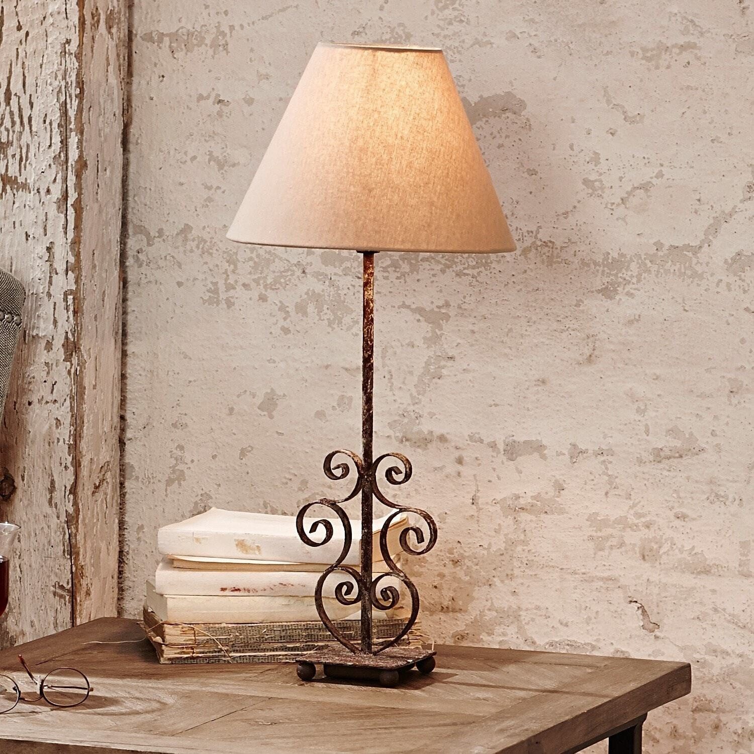 Mirabeau Tischleuchte Tischlampe Clamart leinen/antikbraun
