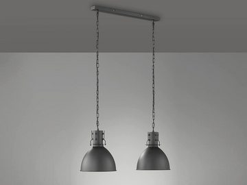 meineWunschleuchte LED Pendelleuchte, dimmbar, LED wechselbar, Warmweiß, zweiflammig hängend Lampenschirme Schwarz / Silber Industrial Design