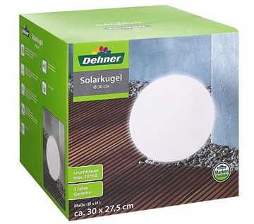 Dehner LED Solarleuchte Solarkugel, Ø 30/40 cm, Kunststoff, weiß, Weiß, Kugel mit weißem Licht, wetterfest, umweltfreundlich, Power-LEDs