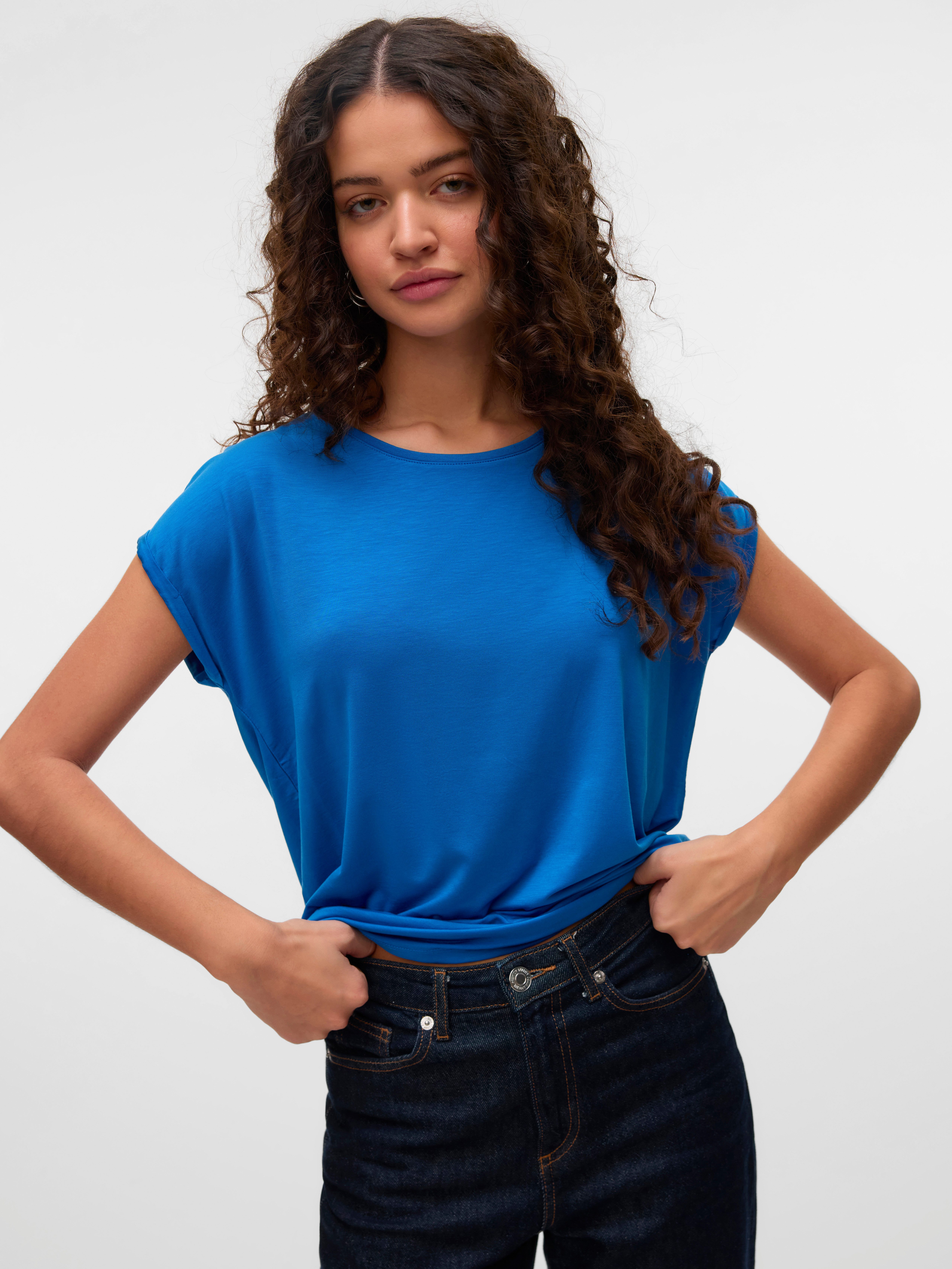 Vero Moda Rundhalsshirt VMAVA PLAIN SS TOP GAJRS NOOS Materialmix, regular günstig online kaufen