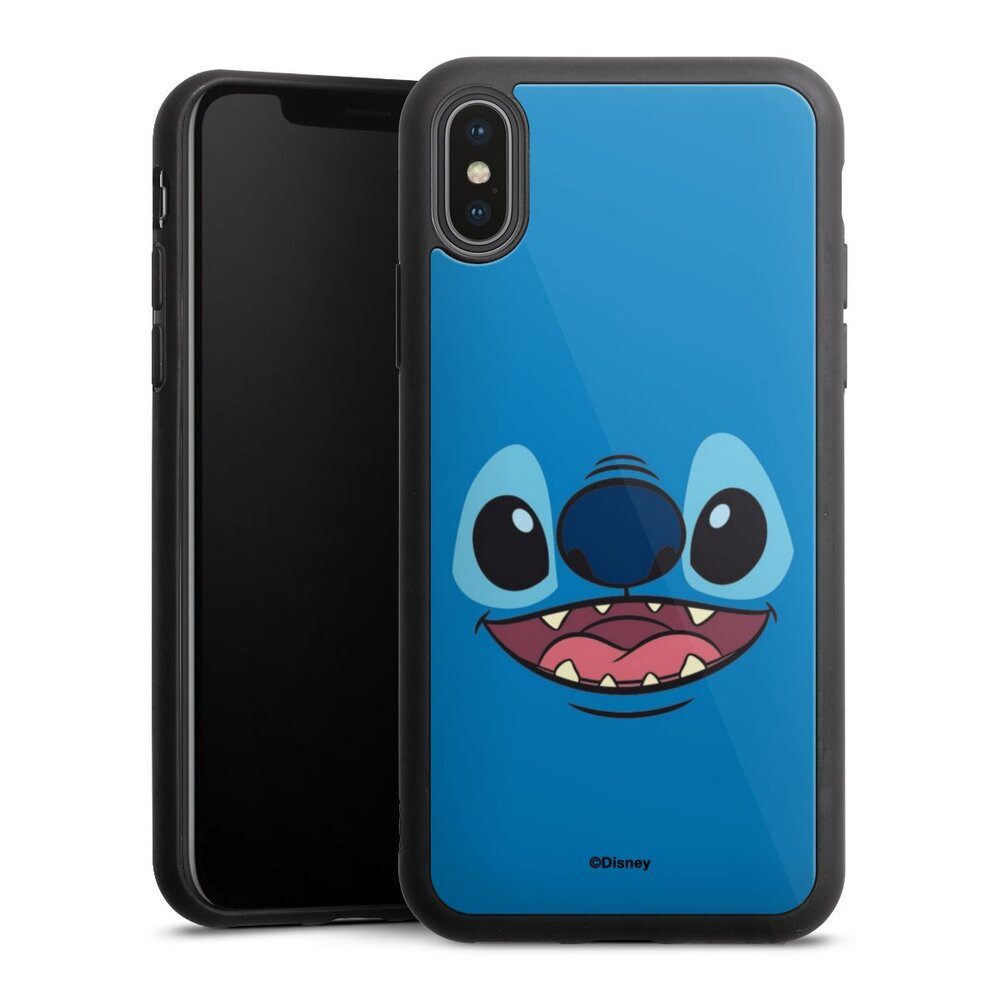 DeinDesign Handyhülle Lilo & Stitch Disney Offizielles Lizenzprodukt Stitch Closeup, Apple iPhone Xs Gallery Case Glas Hülle Schutzhülle 9H Gehärtetes Glas