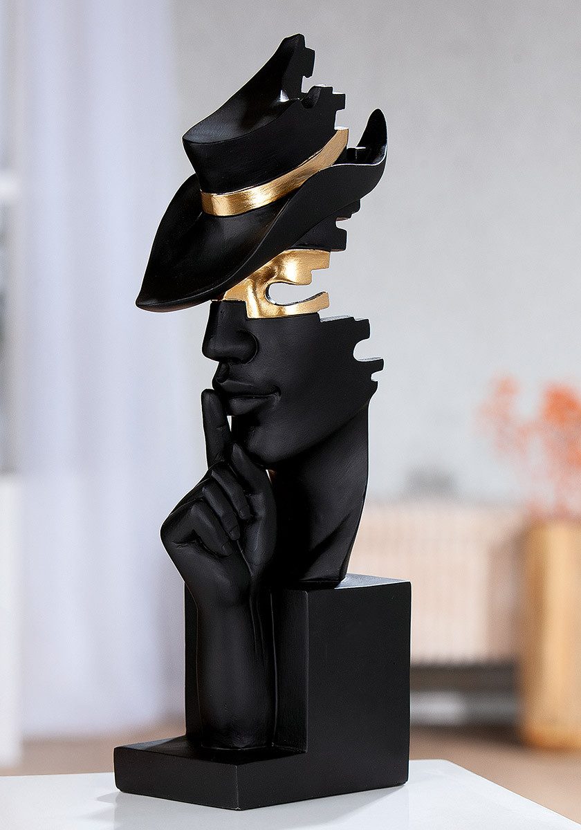 MF Skulptur Deko Skulptur Mystique Noir Kopf Figur modern schwarz gold (1 St)