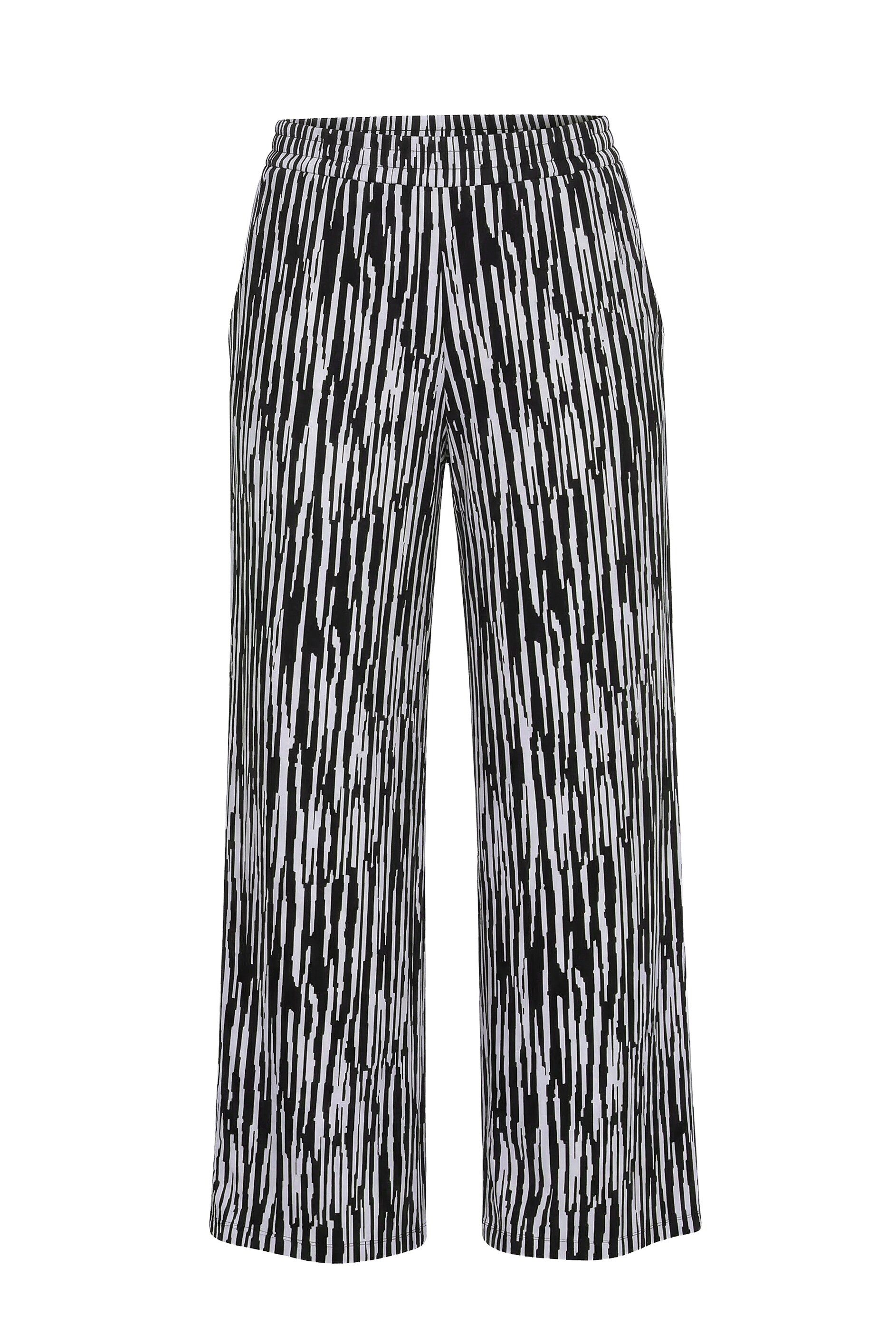 Ulla Popken Schlupfhose Slinky-Hose Streifen weites Bein Elastikbund