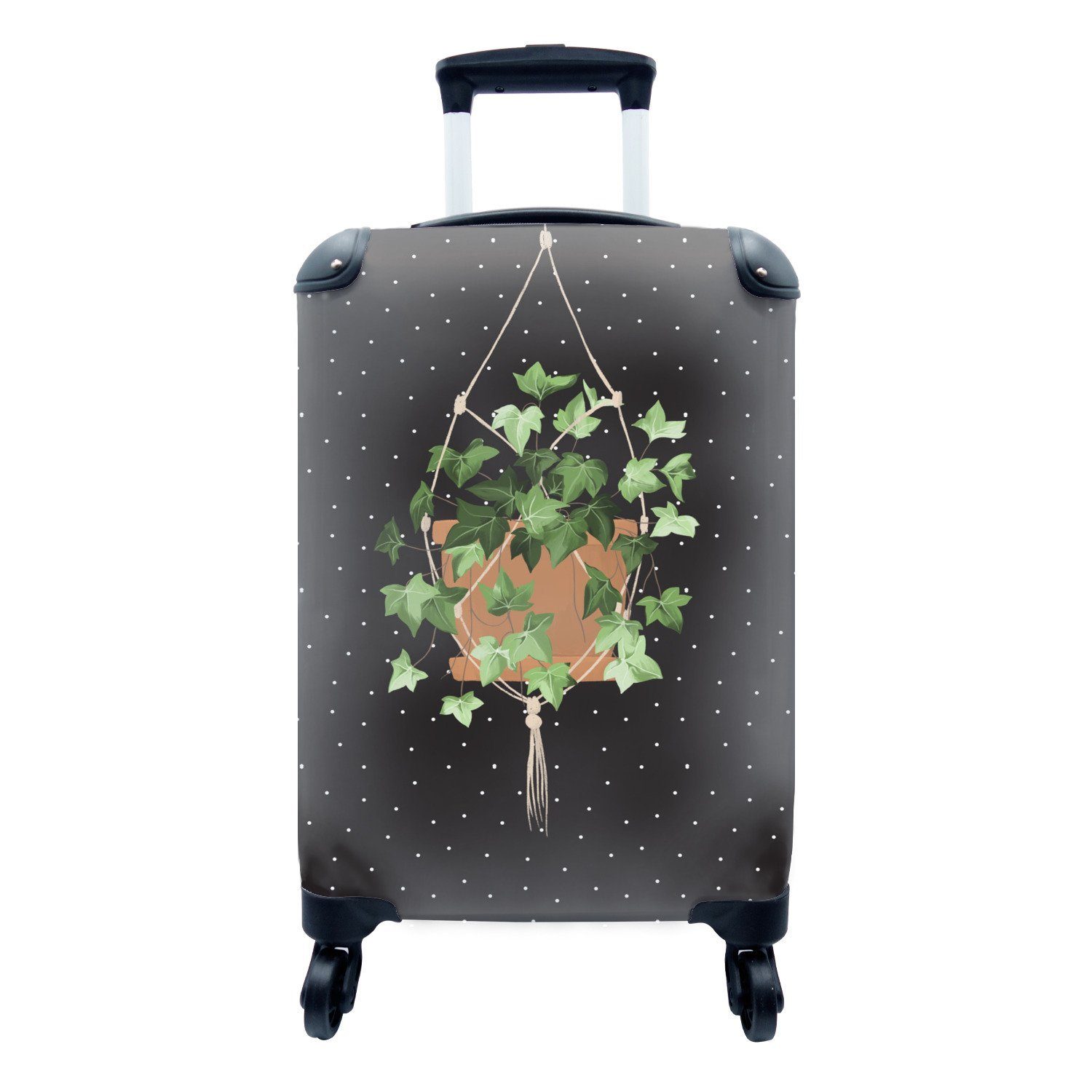 MuchoWow Handgepäckkoffer Pflanzen - Hängepflanzen - Dots, 4 Rollen, Reisetasche mit rollen, Handgepäck für Ferien, Trolley, Reisekoffer