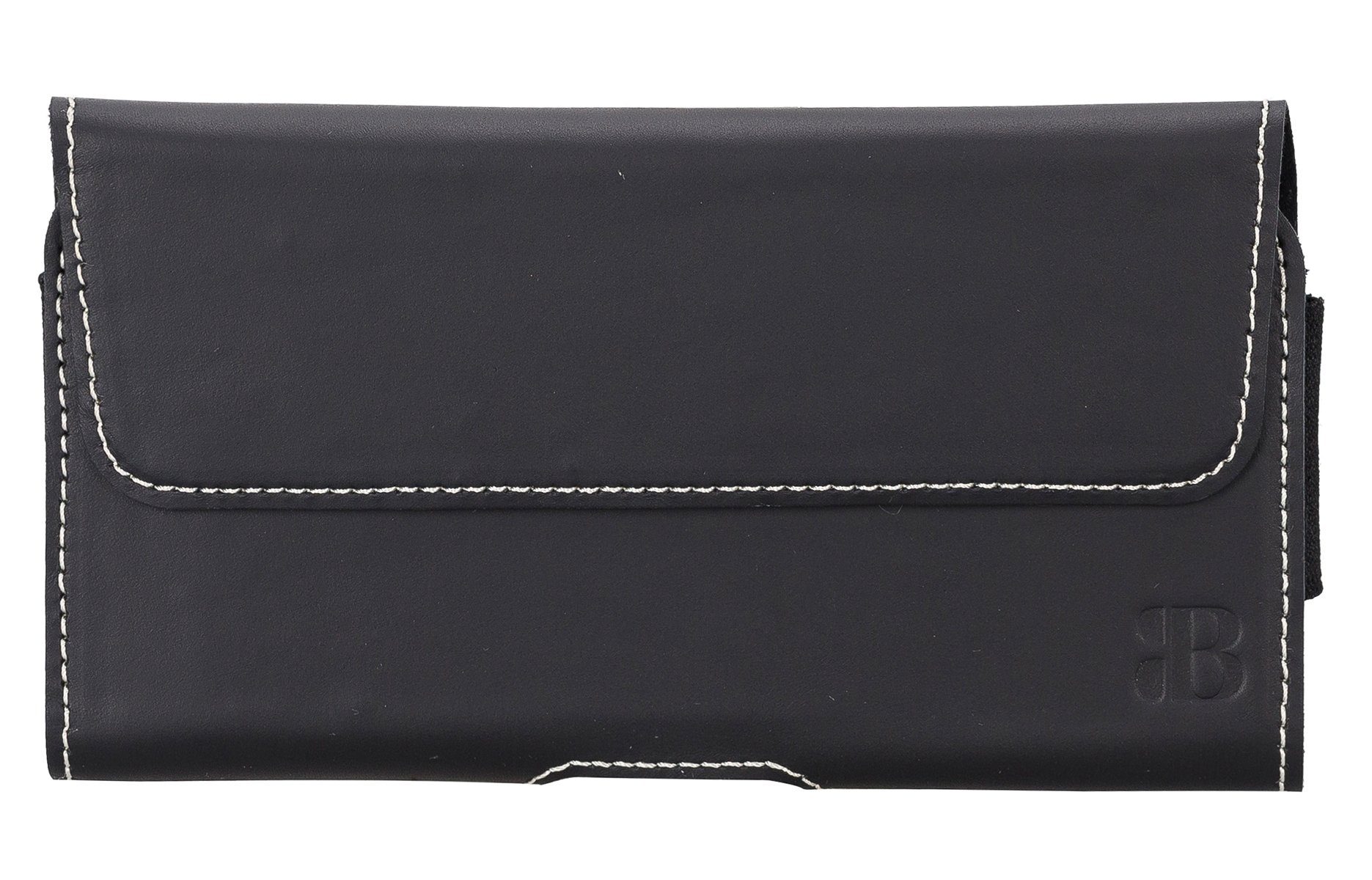 Burkley Gürteltasche Vintage Leder Gürteltasche für iPhone 14 Plus (Robustes Leder Holster im Hochformat), mit Magnet-Klappdeckel und Gürtelschlaufe Schwarz