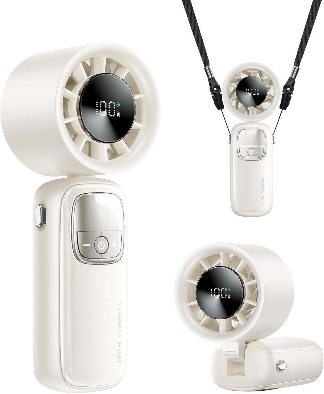MOPUEA Handventilator Tragbarer Turbo Handventilator Ventilator Mit Kühlmodus Einstellbare, Geschwindigkeit Wiederaufladbarer Akku Digitales Display