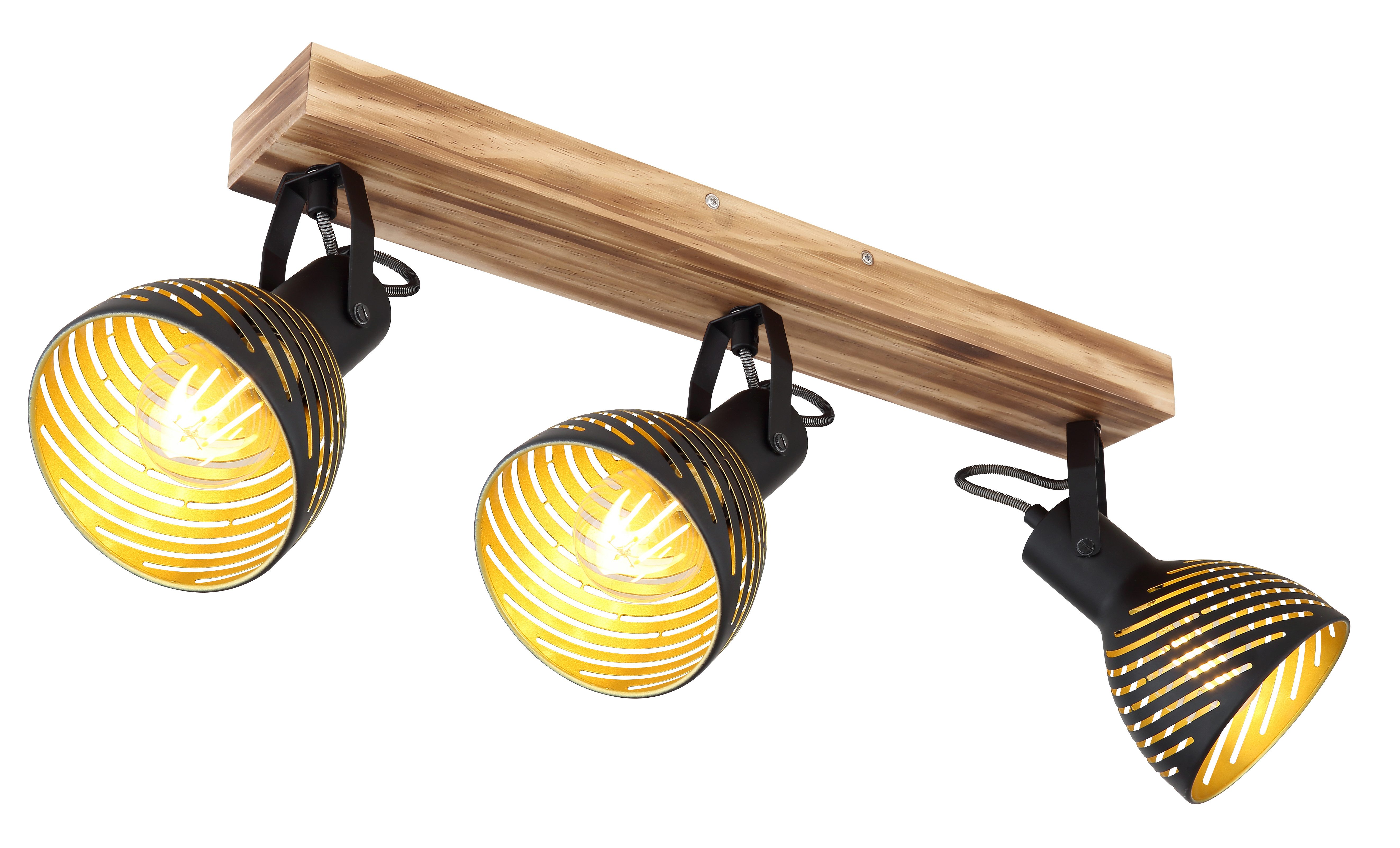 GLOBO LIGHTING Deckenstrahler LENNA, ohne Leuchtmittel, Deckenspot/Holz/goldfarben/Dekorschlitze/Flur