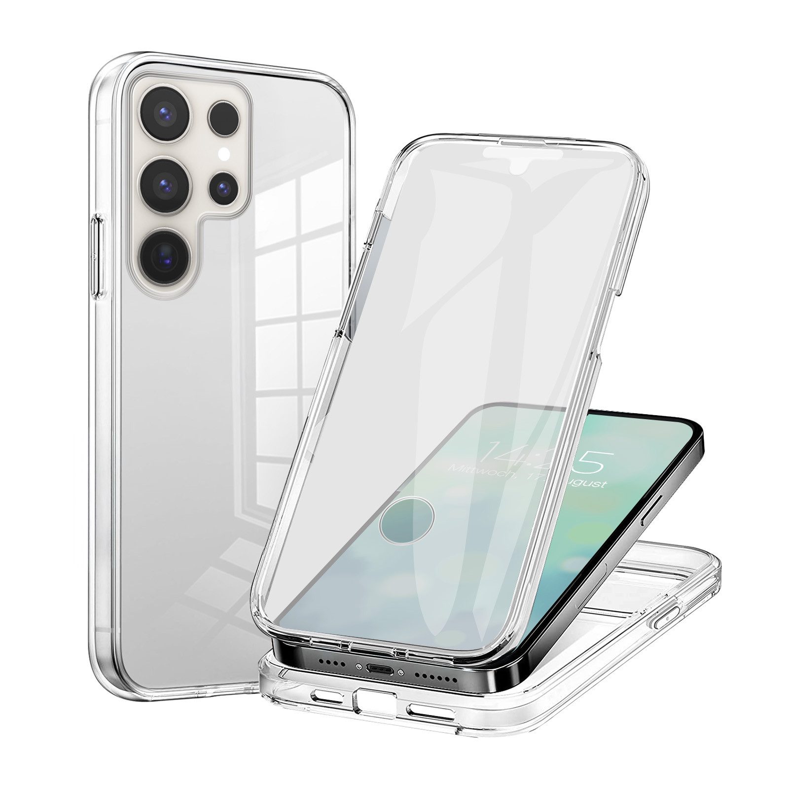 Tec-Expert Handyhülle 360 Grad Hülle für Samsung Galaxy S24 Ultra 6.8 Zoll, 6.8", Rundum Schutz Cover Case Hülle Transparent