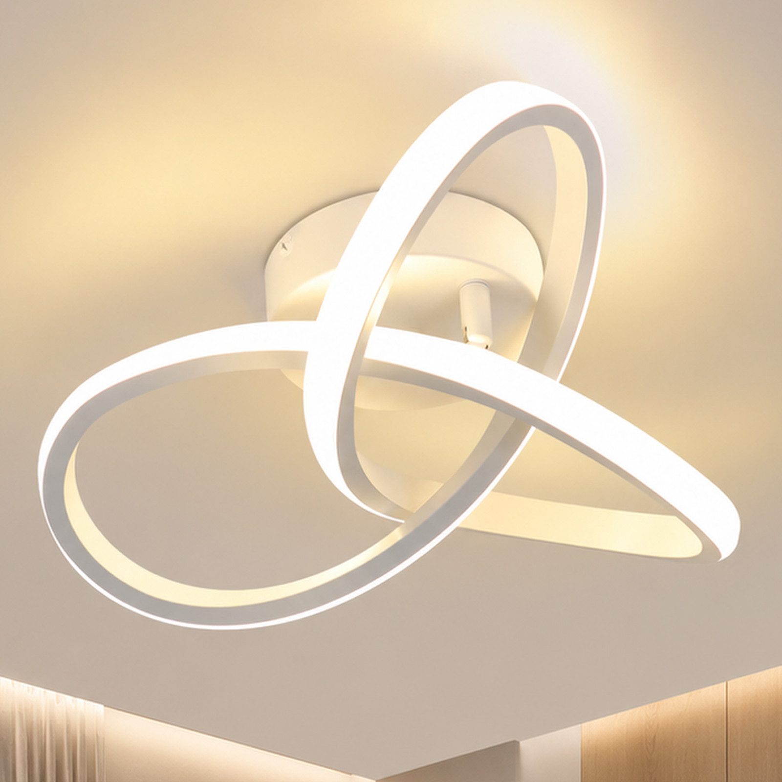 Nettlife LED Deckenleuchte Warmweiß 3000K Modern Flur Schlafzimmer Deckenlampe Schwarz/Weiß, LED fest integriert, Warmweiß 3000K, Augenschutz, Einfache Installtion für Küche Flur Schlafzimmer
