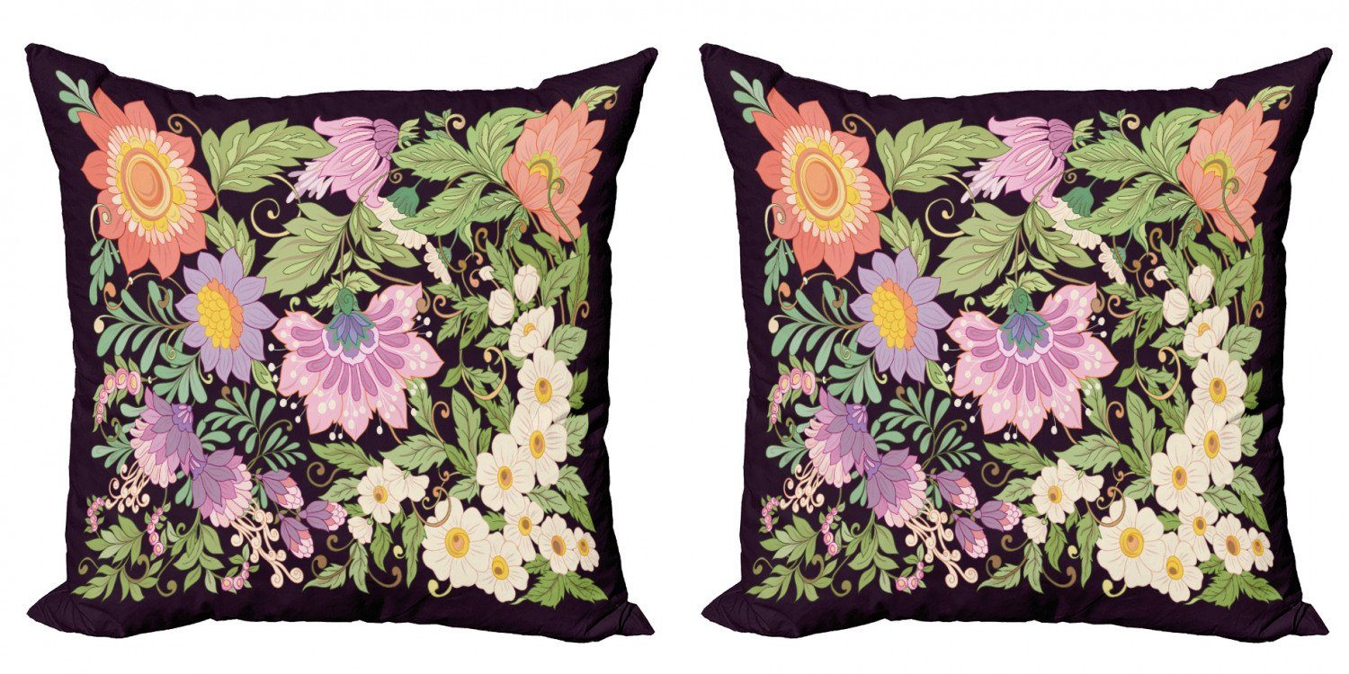 Kissenbezüge Modern Accent Doppelseitiger Digitaldruck, Abakuhaus (2 Stück), Jahrgang Blühende Blumen