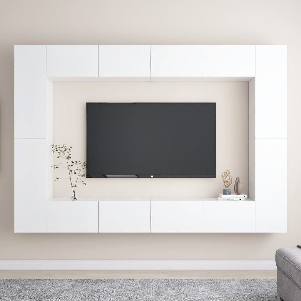 Einkaufstasche furnicato TV-Schrank 8-tlg. Hochglanz-Weiß Holzwerkstoff TV-Schrank-Set