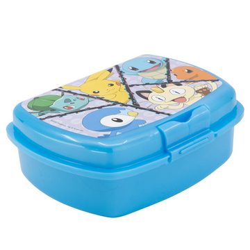 POKÉMON Lunchbox Pokemon Pikachu Kinder 4 teiliges Set, Kunststoff, (4-tlg), Brotdose Trinkflasche Messer und Gabel