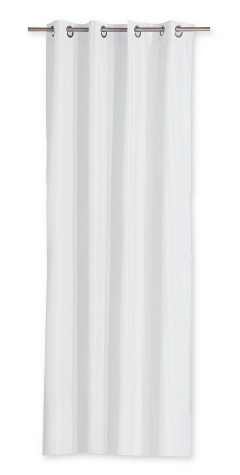Vorhang TIM, Weiß, 140 x 245 cm, blickdicht, waschbar, Albani, Ösen (1 St),  halbtransparent, strapazierfähig, knitterarm, für handelsübliche  Gardinenstangen