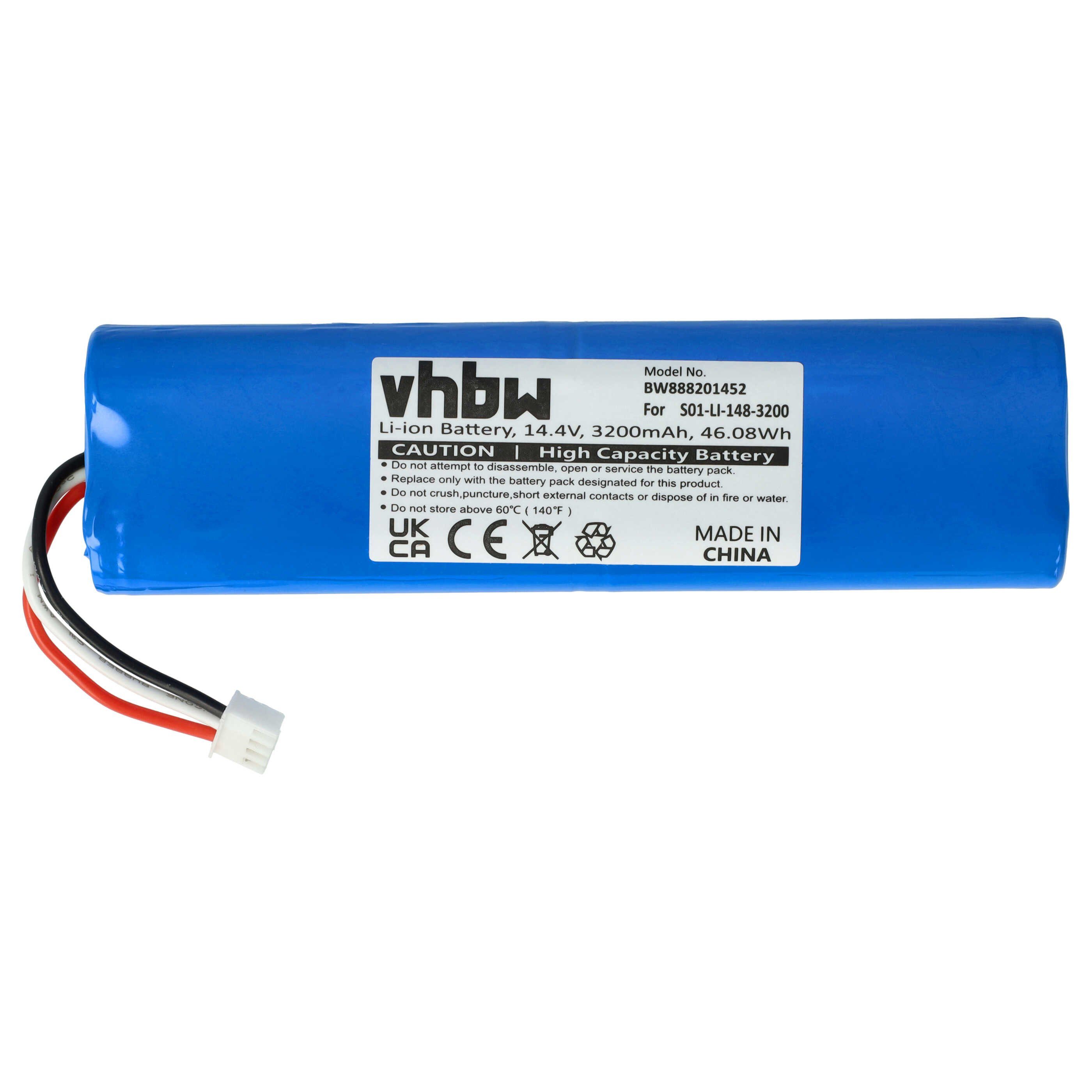 vhbw Akku passend für Ecovacs Deebot Ozmo 960, 937, 905, 920, 901, 930, 900 Staubsauger-Akku Akku Li-Ion 3200 mAh (14,4 V, 1 St), Leistungsfähiger Austausch-Akku für Ihren Saugroboter