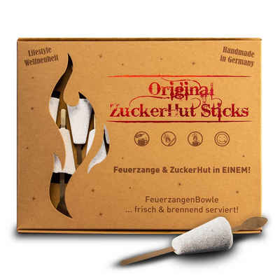 Feuerzangentasse Bowle-Set »Feuerzangentasse Zuckerhut-Sticks, 12 Stück« (12x Zuckerhut-Stick), Mini-Zucker-Hut mit Einweg-Feuerzange (aus Edelstahl)