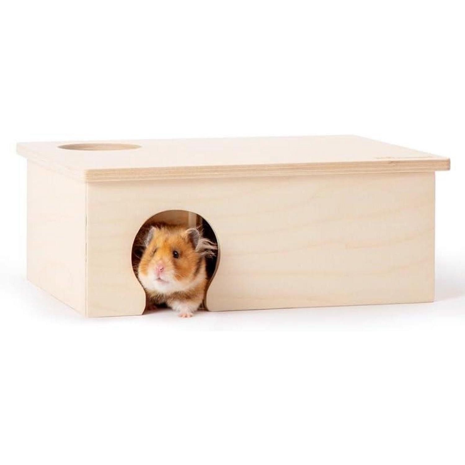 LuxusKollektion Kleintierkäfig Hamster Birkenholz Versteck 3-Kammer groß Habitat Holzhaus Nagetiere