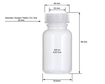 OCTOPUS Kanister 100 ml Weithalsflasche mit Deckel, naturfarben, rund, G 32 (100 St)