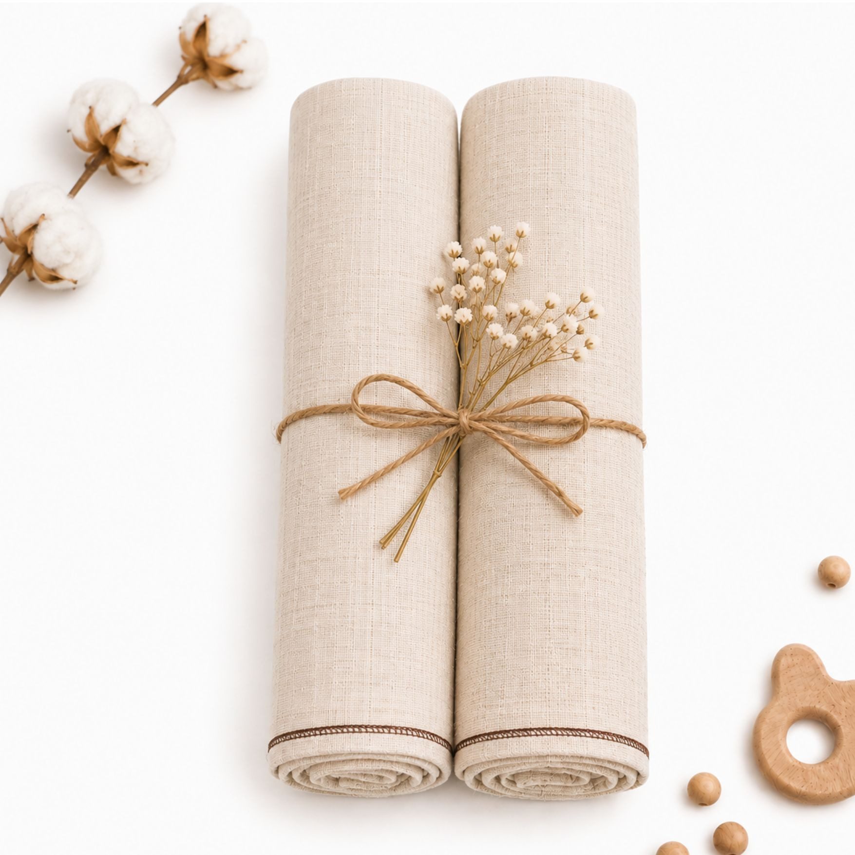 Babymajawelt Stoffwindeln Baby Mullwindeln Natur Faltwindeln Spucktuch / Premium 185g (Starter Set, 2-St), Made in EU, Saugstark, Premium Qualität, Natur Baumwolle