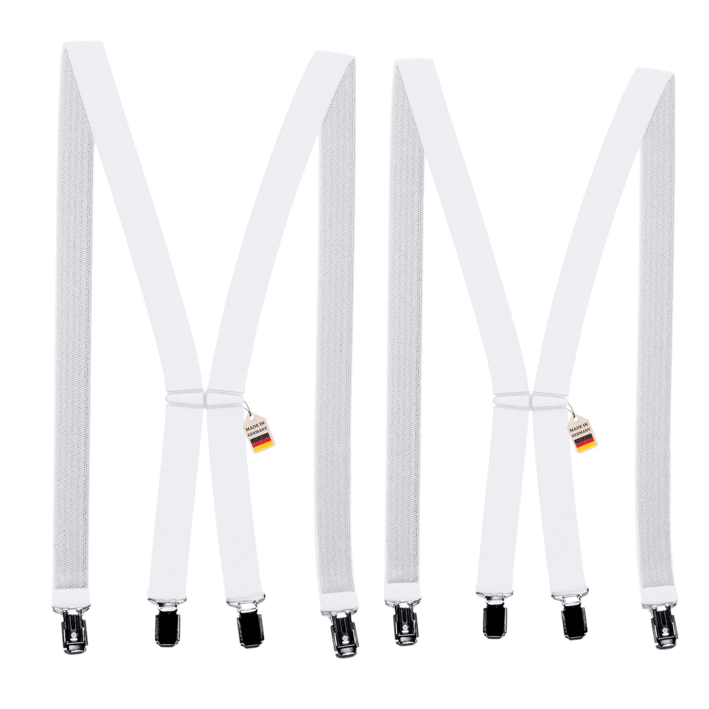 ZUKUNFTSENKEL Hosenträger 2er Pack schmal 2,5cm breite, 4 starke Clips (X-Form Für Damen und Herren) Deutsche Herstellung, Elastisch