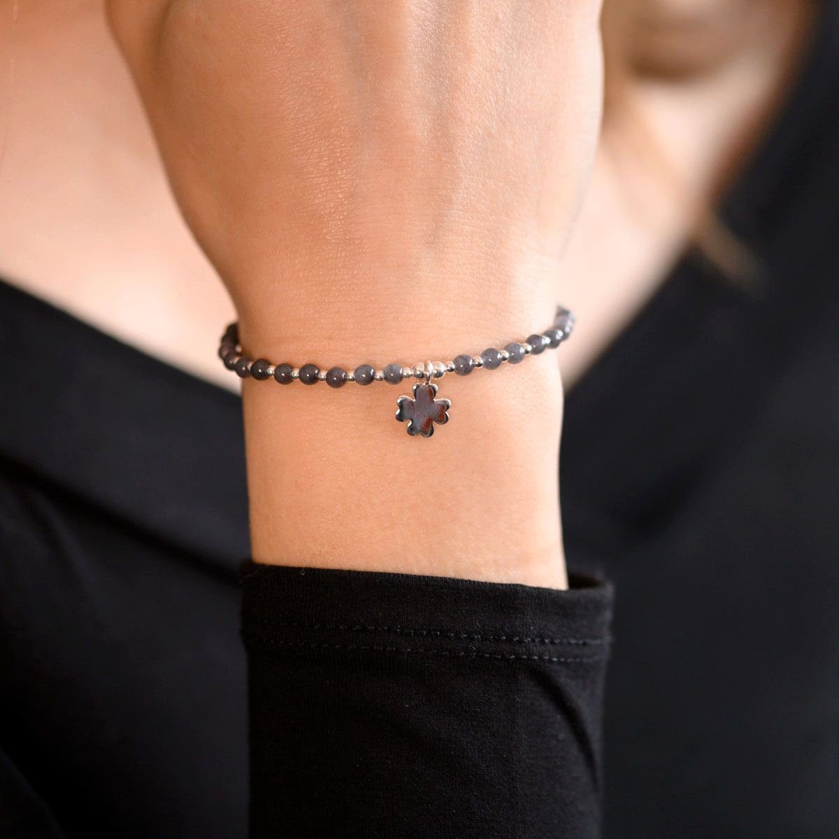 Materia Armkette Damen Kleeblatt Edelstein Achat günstig online kaufen