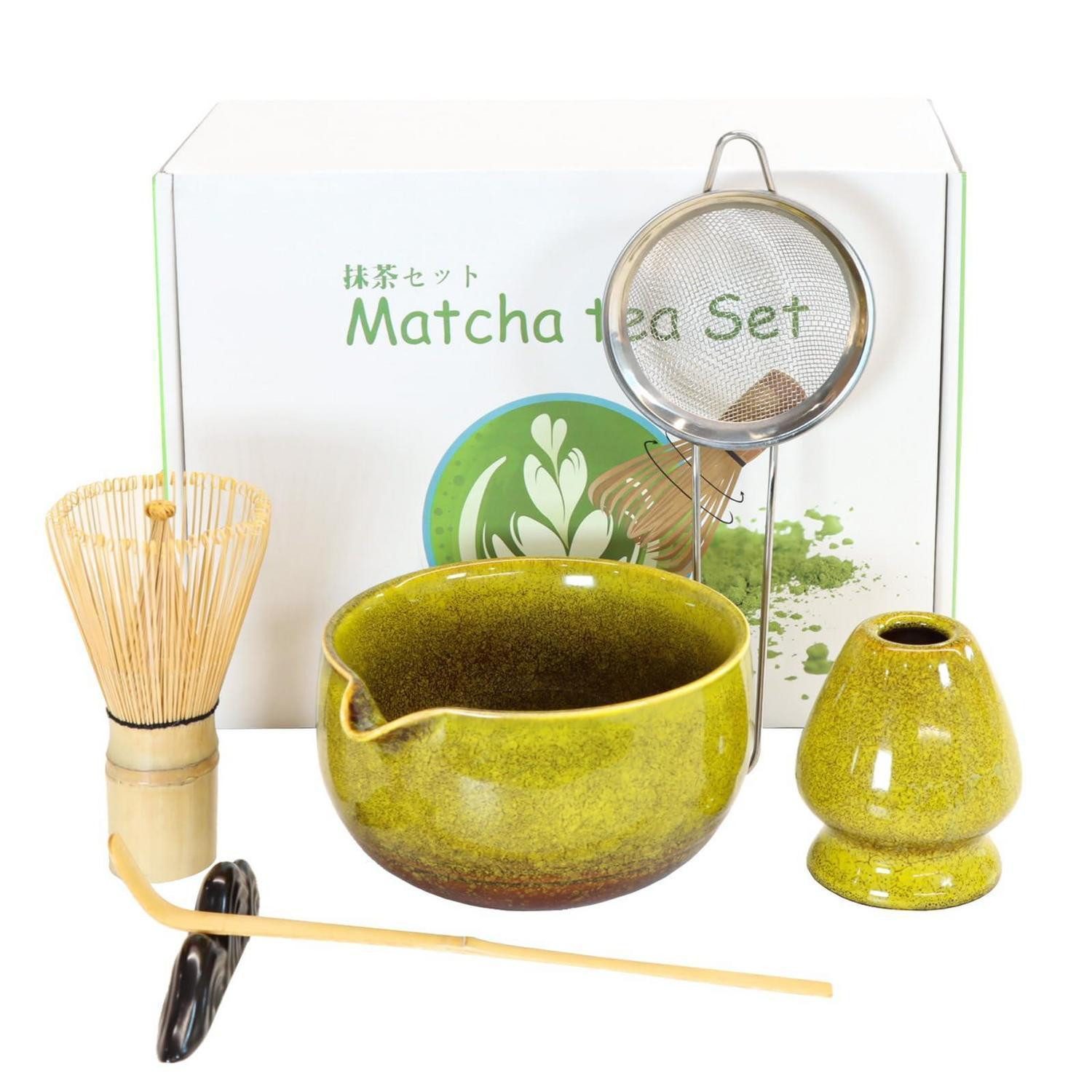 LuxusKollektion Teeservice Matcha Set 7-teilig Gelbgrün, Keramik