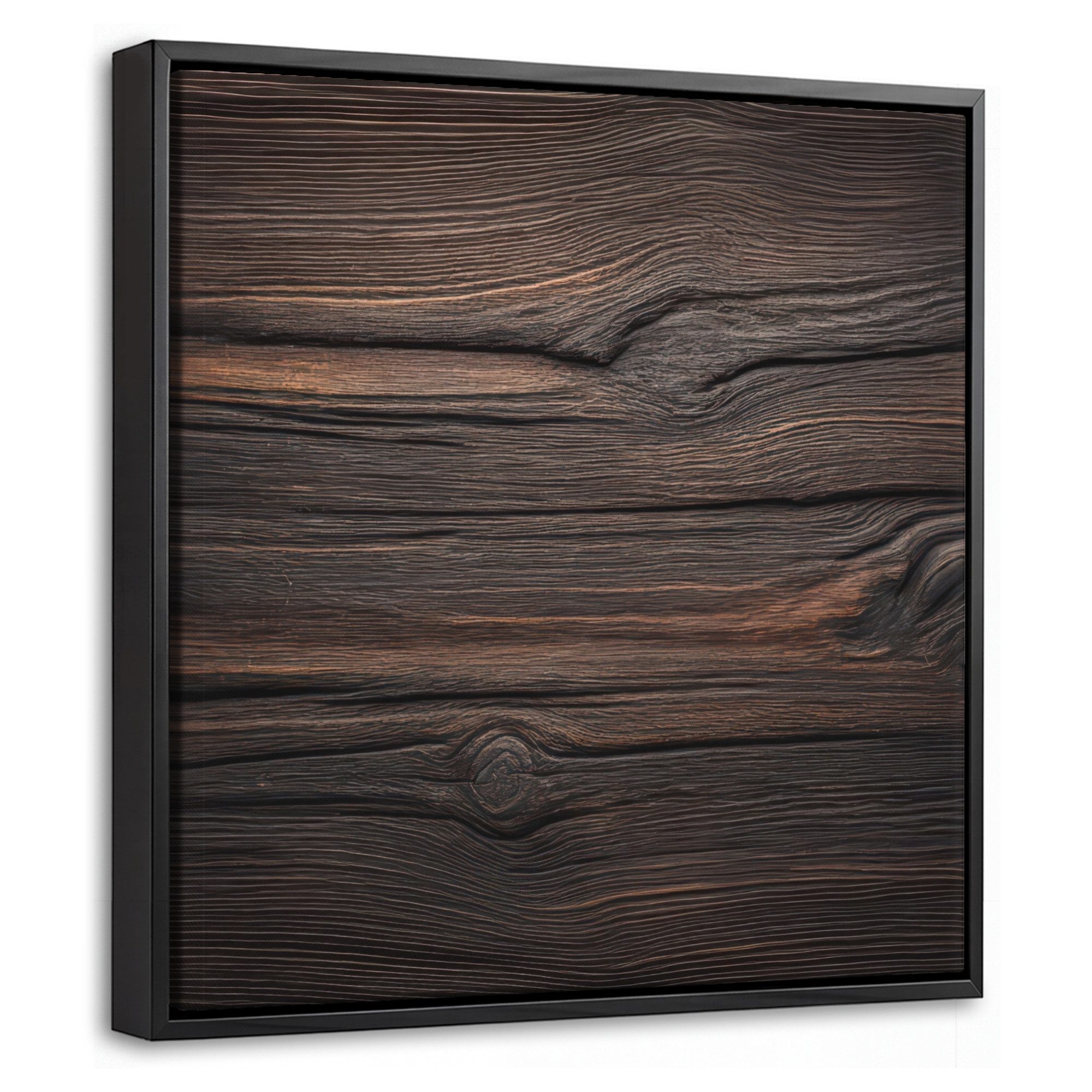 OneMillionCanvasses® Leinwandbild mit Rahmen - Holz - Launische Maserung, Fotodruck (1 St), Leinwand Bilder Klein, Wand Dekoration Aesthetic 20x20cm