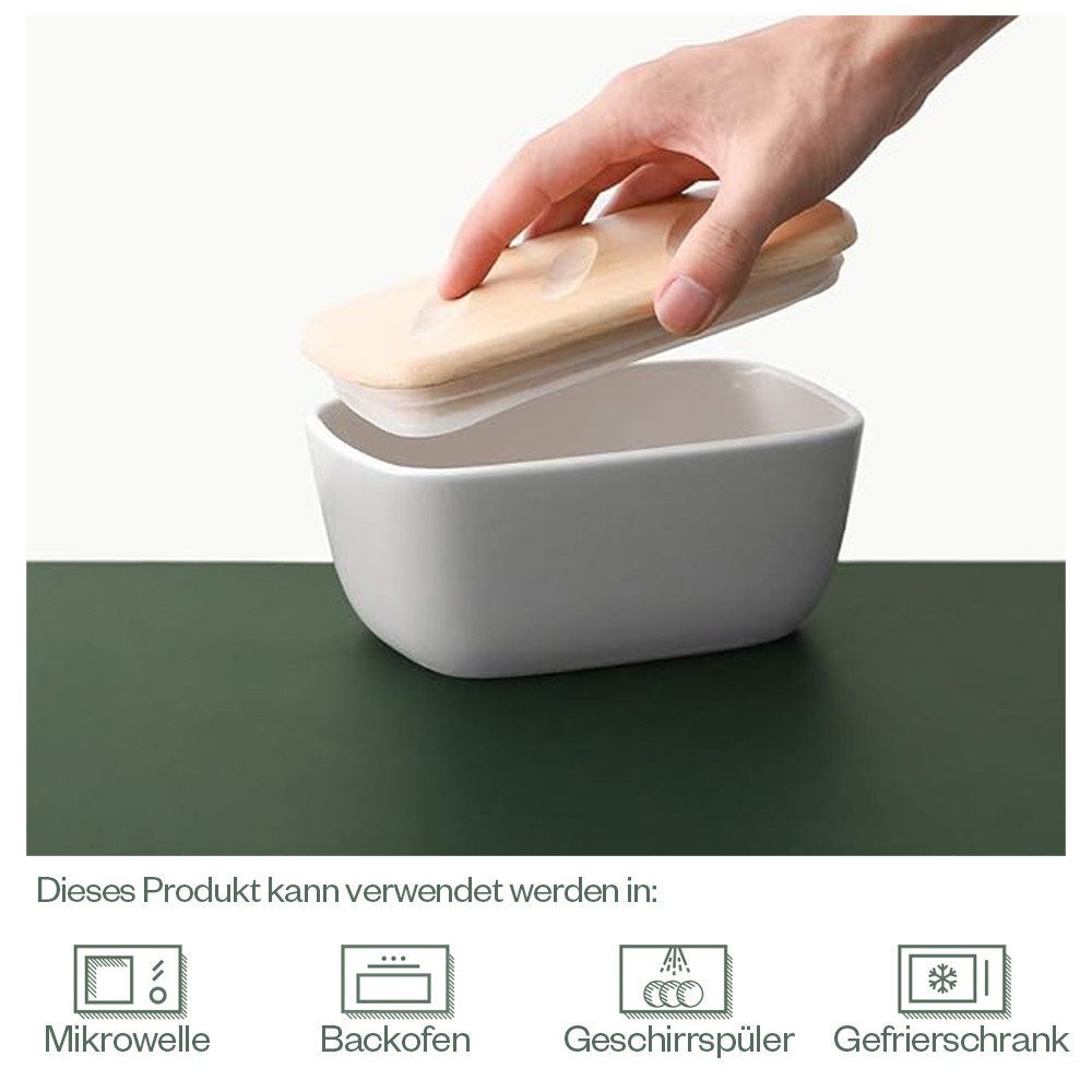 Dowan Butterdose DOWAN 16,5 CM Butterdose - Keramik-Butterdose mit Deckel, grau