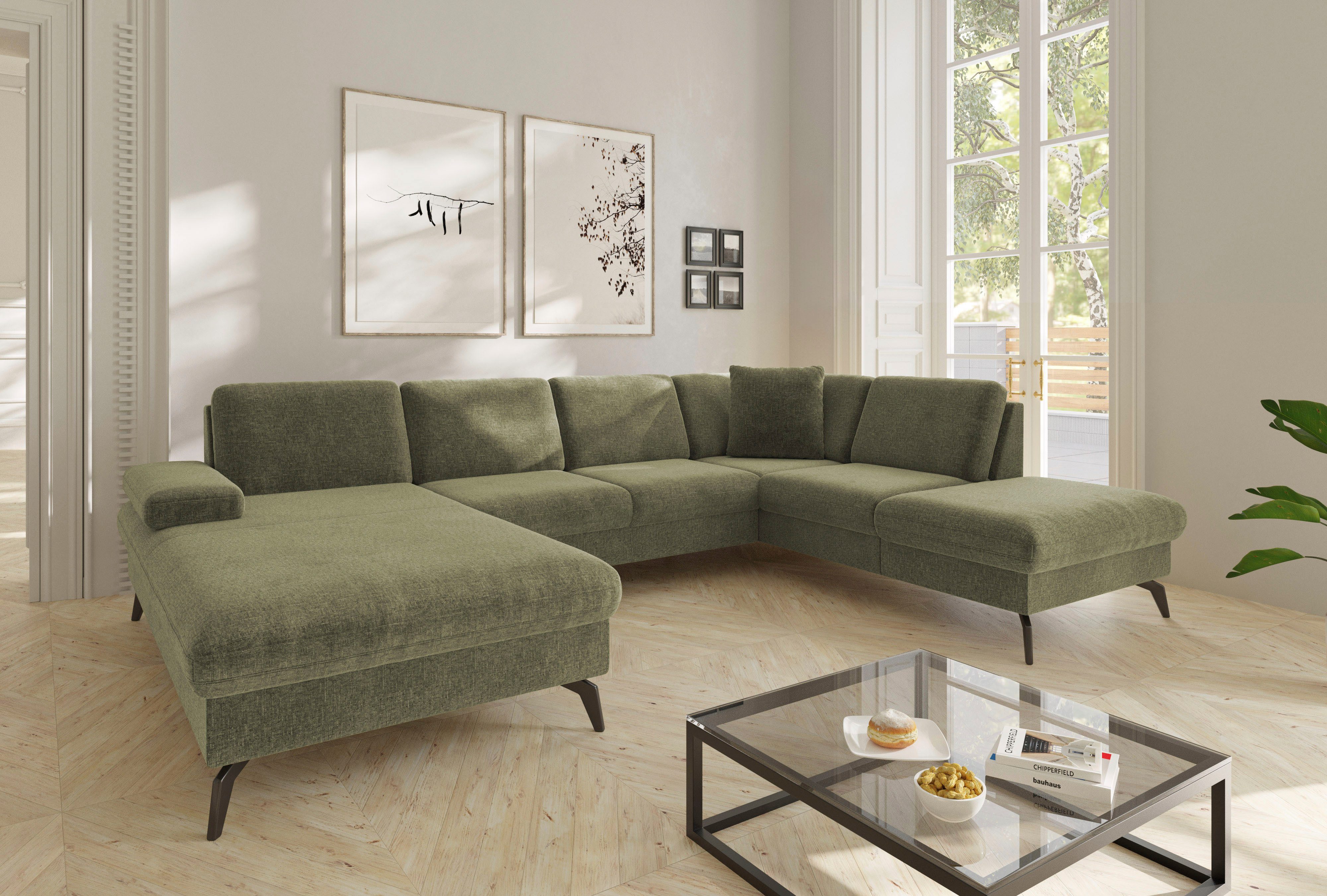 sit&more Wohnlandschaft Morris Jubi U-Form, B: 300 cm, mit Armteilfunktion & 1 Zierkissen, optional Bettfunktion
