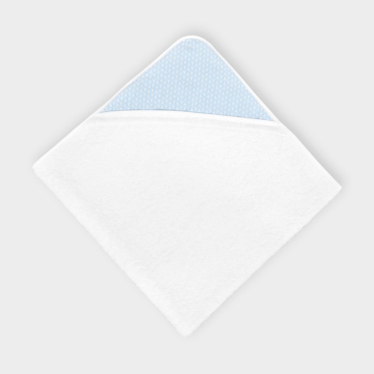 KraftKids mit dickes Frottee, Weiß, und eingefasst 100% weiches Kapuzenhandtuch Blätter extra kleine auf hellblau Schrägband Baumwolle,