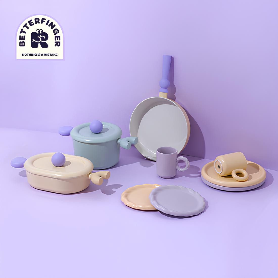 NEOFLAM® Geschirr-Set Better Finger Kochgeschirr Set, 9tlg. (9-tlg), Aluminiumguss, Keramik, Aus Aluminiumguss und Keramik, Hervorragende Wärmeleitfähigkeit
