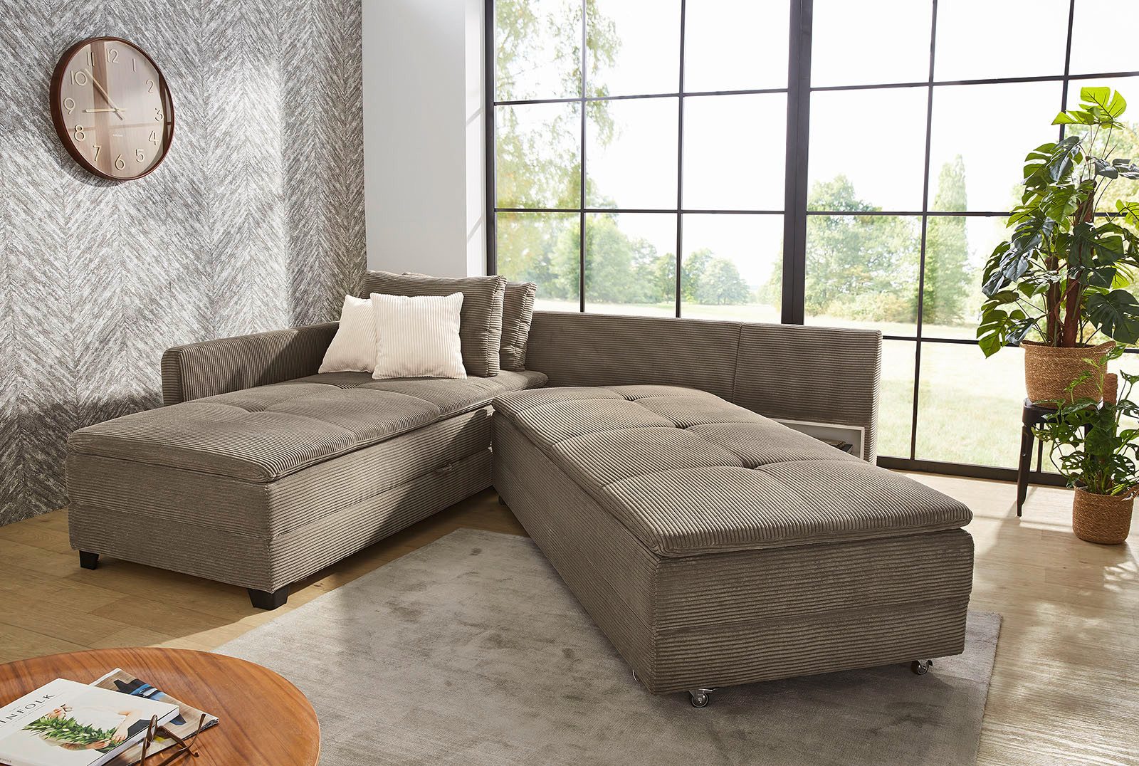 Jockenhöfer Gruppe Ecksofa "Madrid L-Form, drehbares Dauerschlafsofa, Feder günstig online kaufen