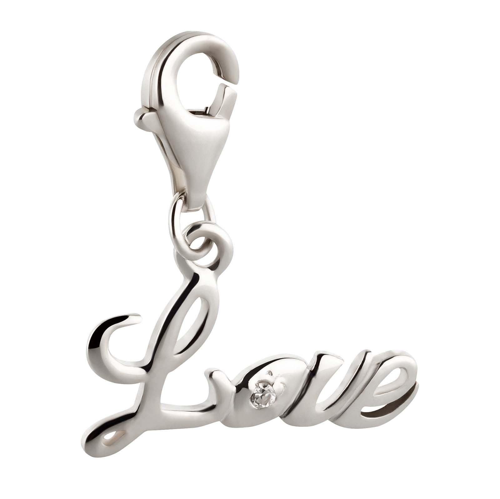 Charm-Einhänger Anhänger Halskette Für Armband, Love Liebe 925 (1-tlg), Schlüsselanhänger schmuck23 oder Herz Silber Kettenanhänger Charm