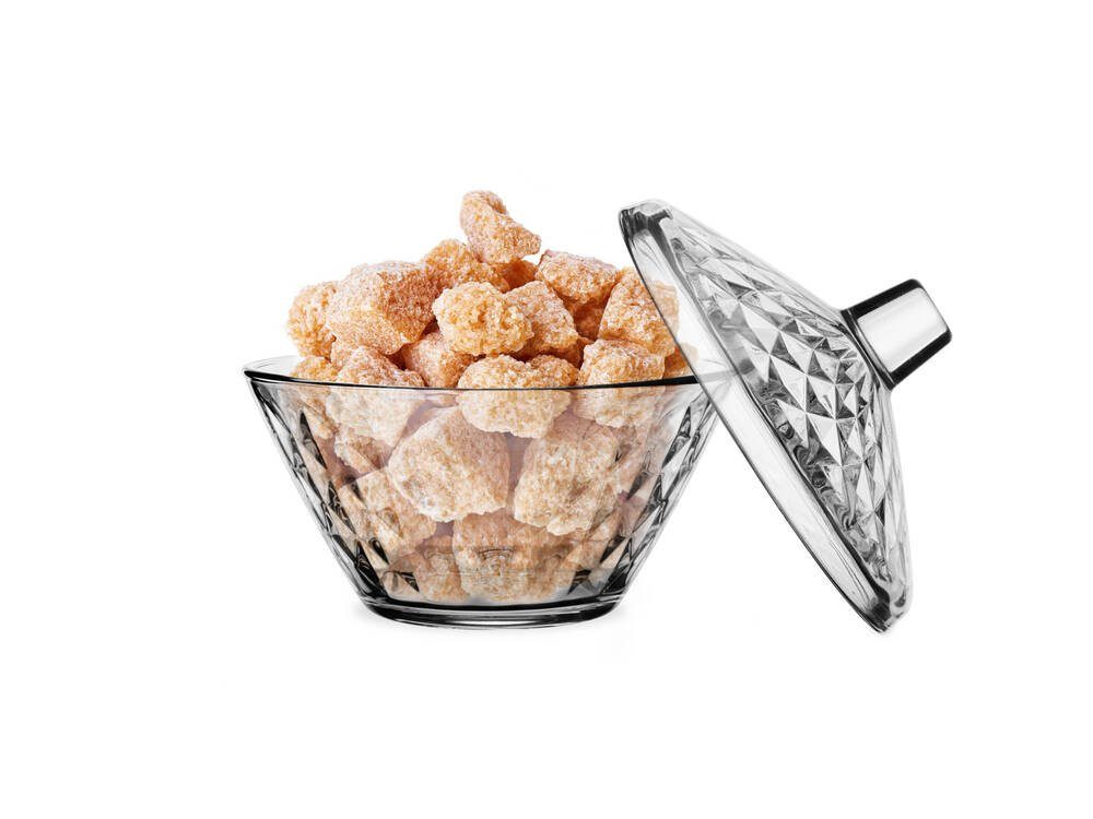 KONZEPT Zuckerdose Zuckerdose aus Glas 330ml Transparent, Zuckerbehälter Bonbonglas, mit Deckel Retro Stil Robustes Glas