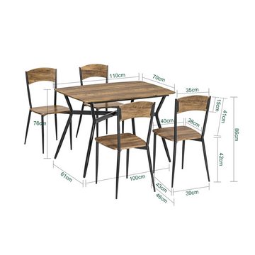 SoBuy Essgruppe OGT49, Esstisch mit 4 Stühlen Bistrotisch Stehtisch Küchentisch Bartisch-Set