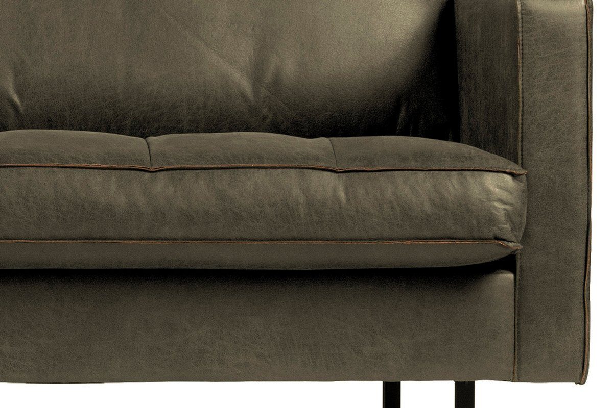 "Classic" BePureHome gesteppte Sofa freistellbar, Leder - Sitzkissen Army, 3-Sitzer Rodeo Sofa