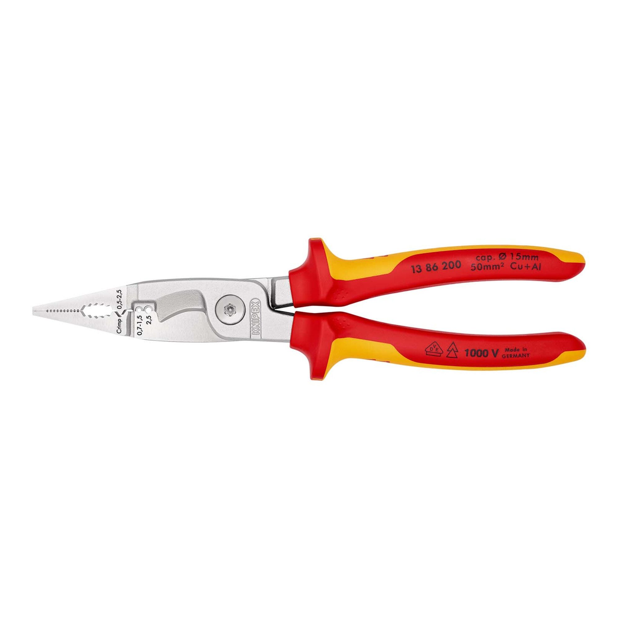 Knipex Elektro-Installationszange KNIPEX 13 86 200 Elektro-Installationszange isoliert mit Mehrkomponent