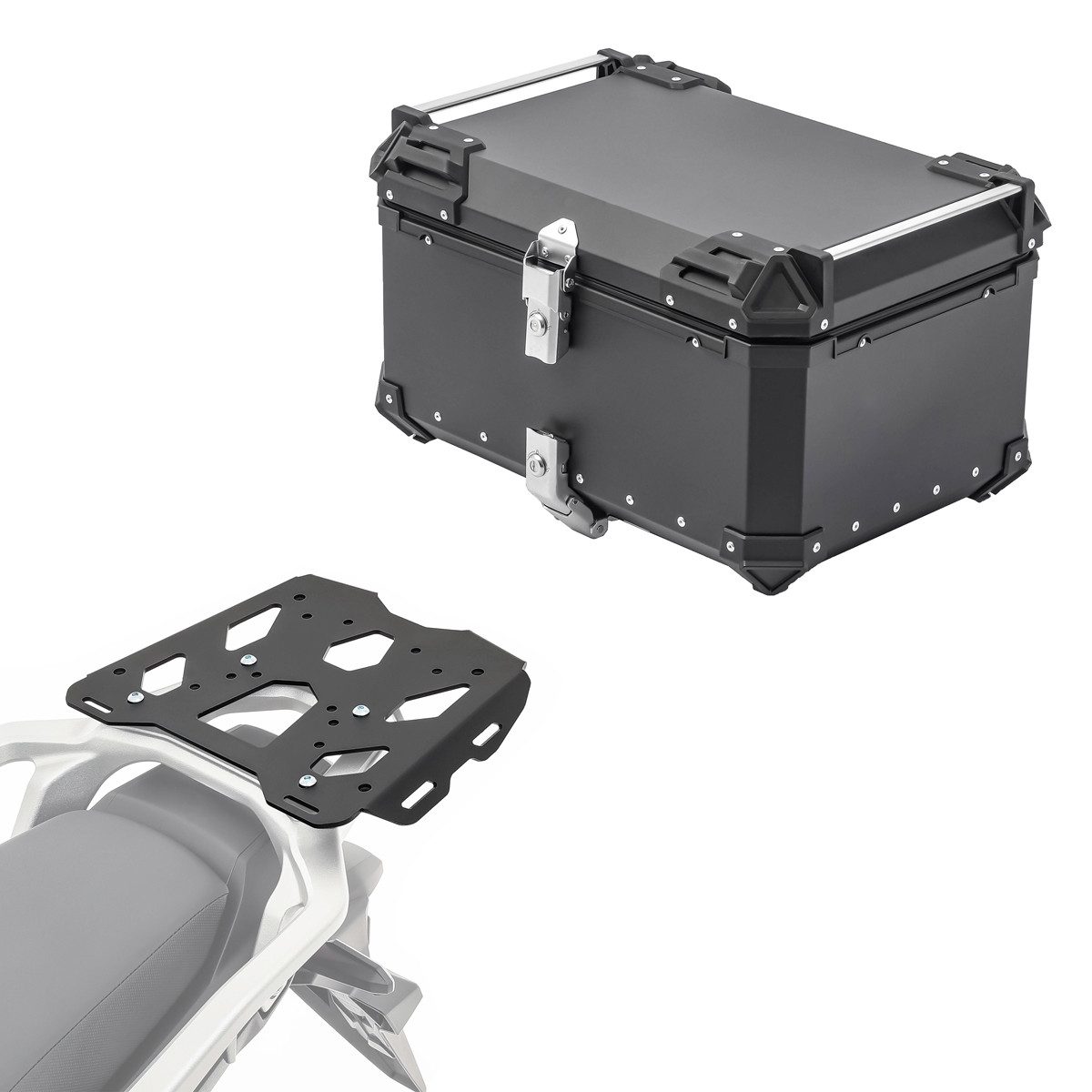 Bagtecs Topcase Set Alu Topcase + Gepäckbrücke für Honda Transalp XL 750 23-26 XB65