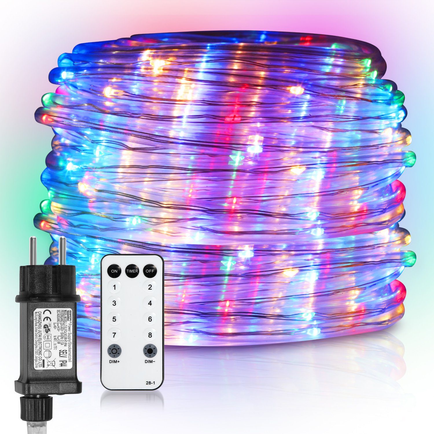 Lospitch LED-Lichterschlauch LED Lichterschlauch LED Lichterkette 8 Modi IP65 Wasserdicht Dekor Bunt