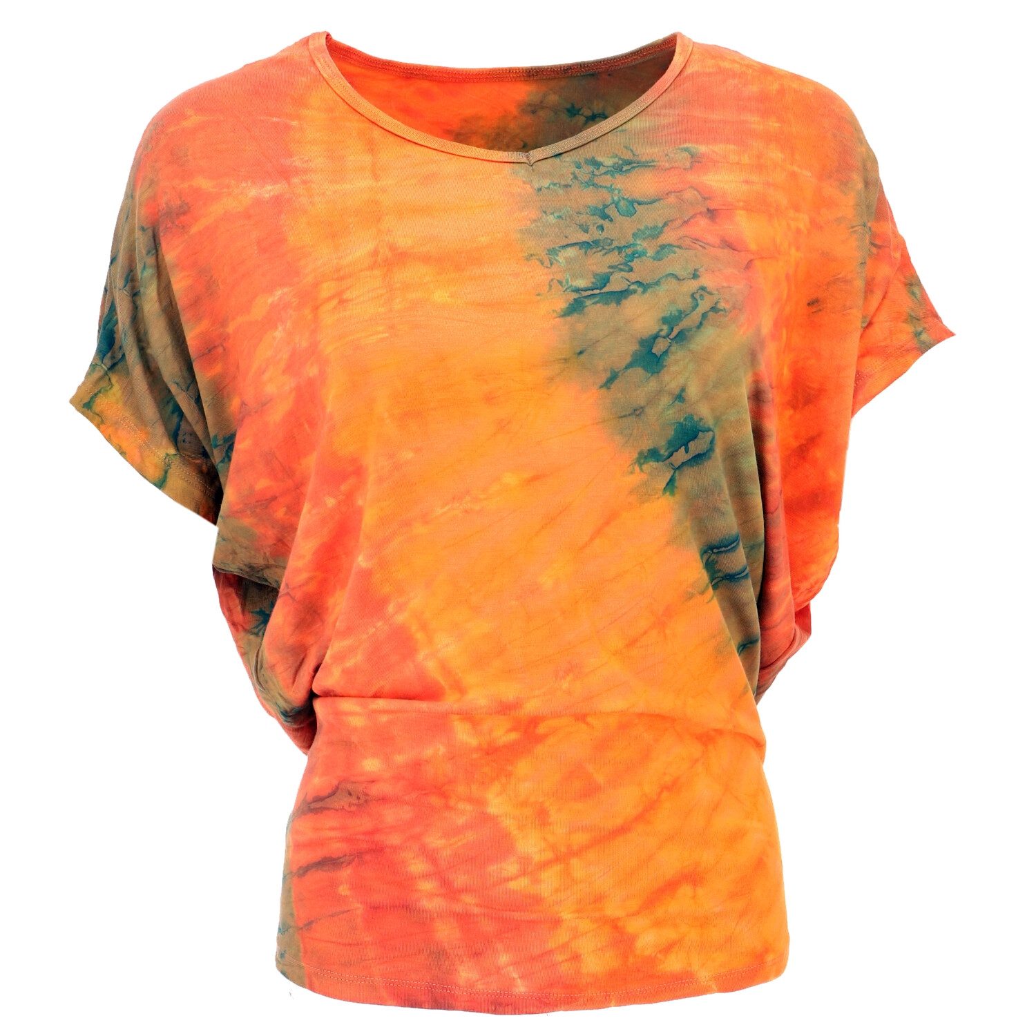 Guru-Shop T-Shirt Batikshirt mit Fledermausärmeln, lockeres.. günstig online kaufen