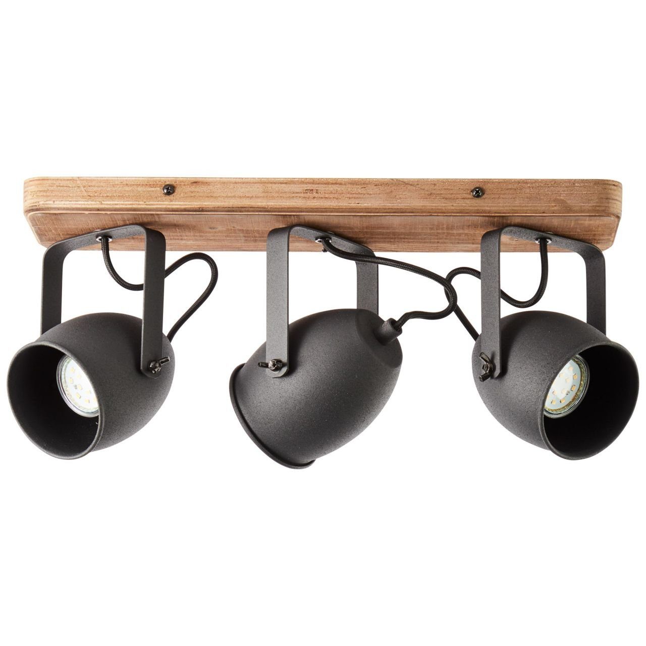 Deckenleuchte Lampe, Metall/Holz, Crowton Spotbalken PAR 3x Crowton, kohlenschwarz/holz, 3flg Brilliant