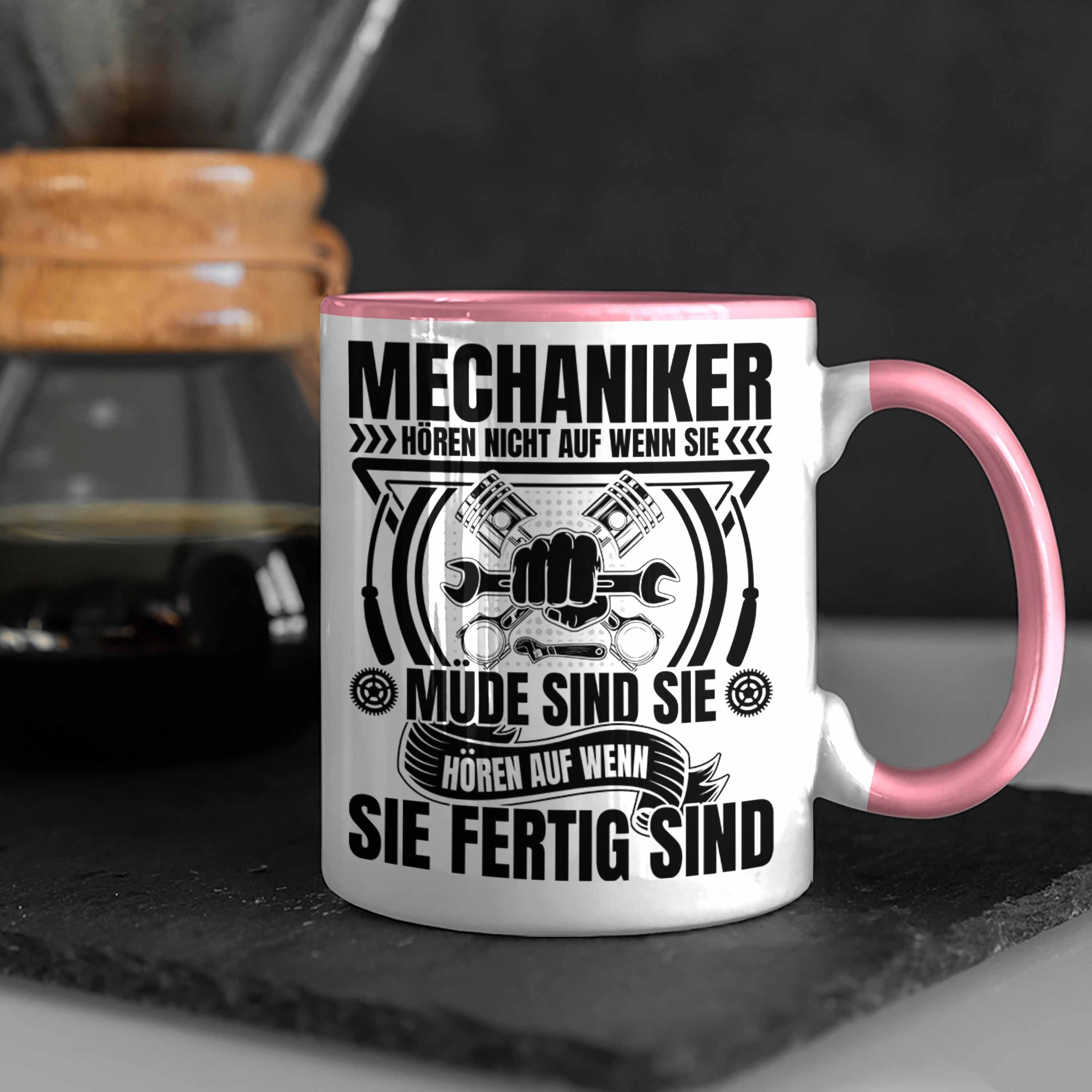 Trendation Tasse KFZ Mechaniker Tasse Geschenk Spruch Geschenk KFZ Rosa Männer Mechatroniker