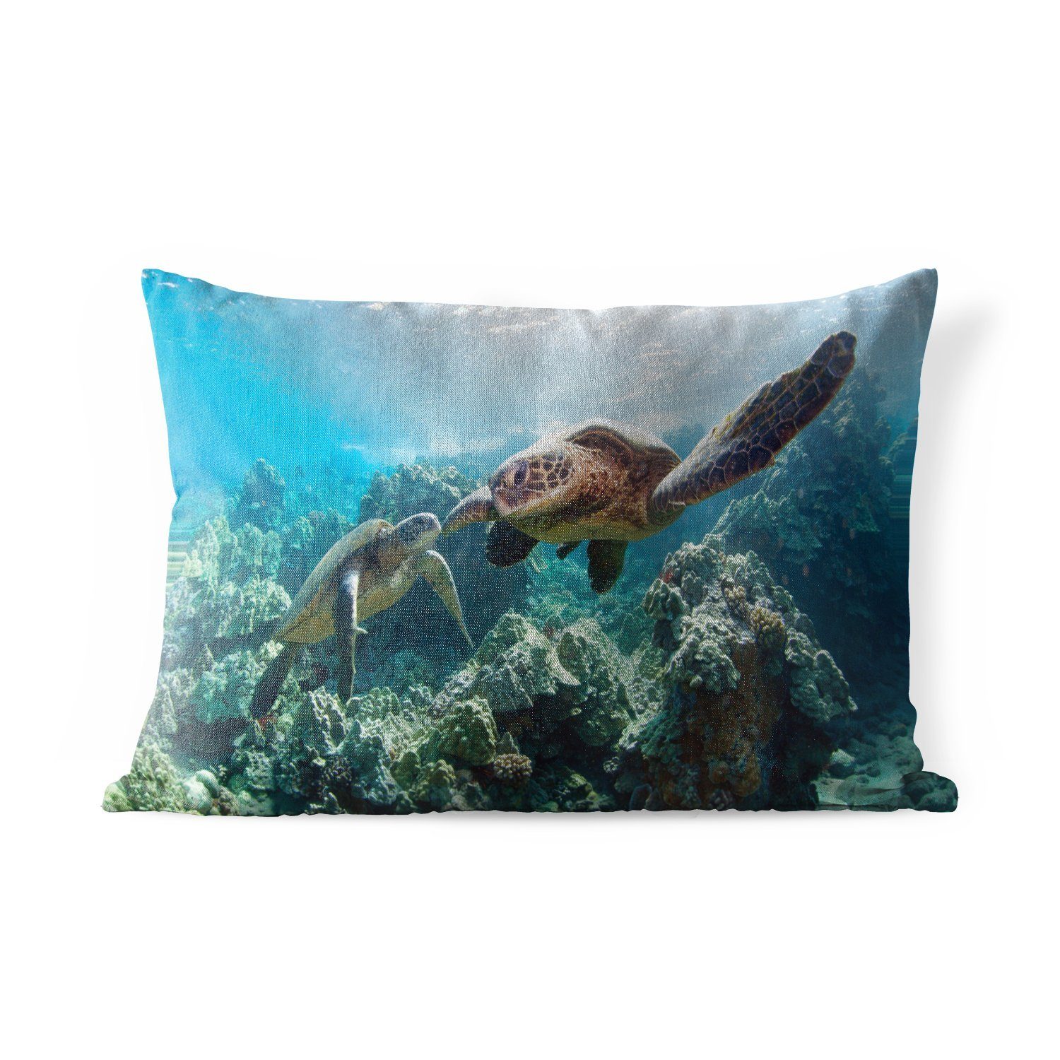 Meeresschildkröten, Polyester, Outdoor-Dekorationskissen, Dekokissen MuchoWow Kissenhülle Dekokissenbezug, Zwei