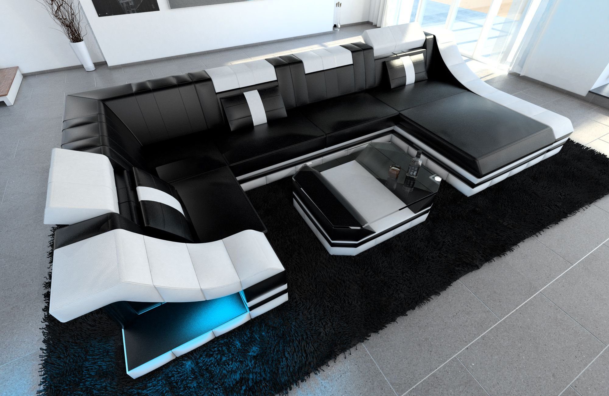 Sofa Dreams Wohnlandschaft Ledersofa Ledercouch Turino U Form Leder Sofa, C günstig online kaufen