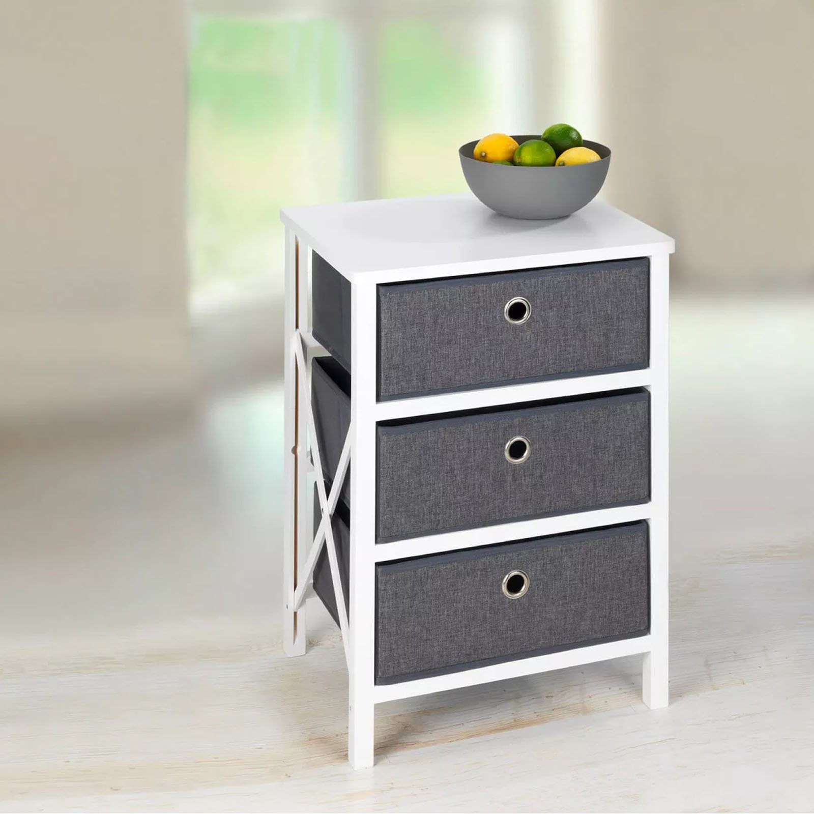 Maximex Standregal Faltregal Regal klappbar Badregal Wohnregal Nachttisch, mit 3 Schubladen 60x32x 41 cm