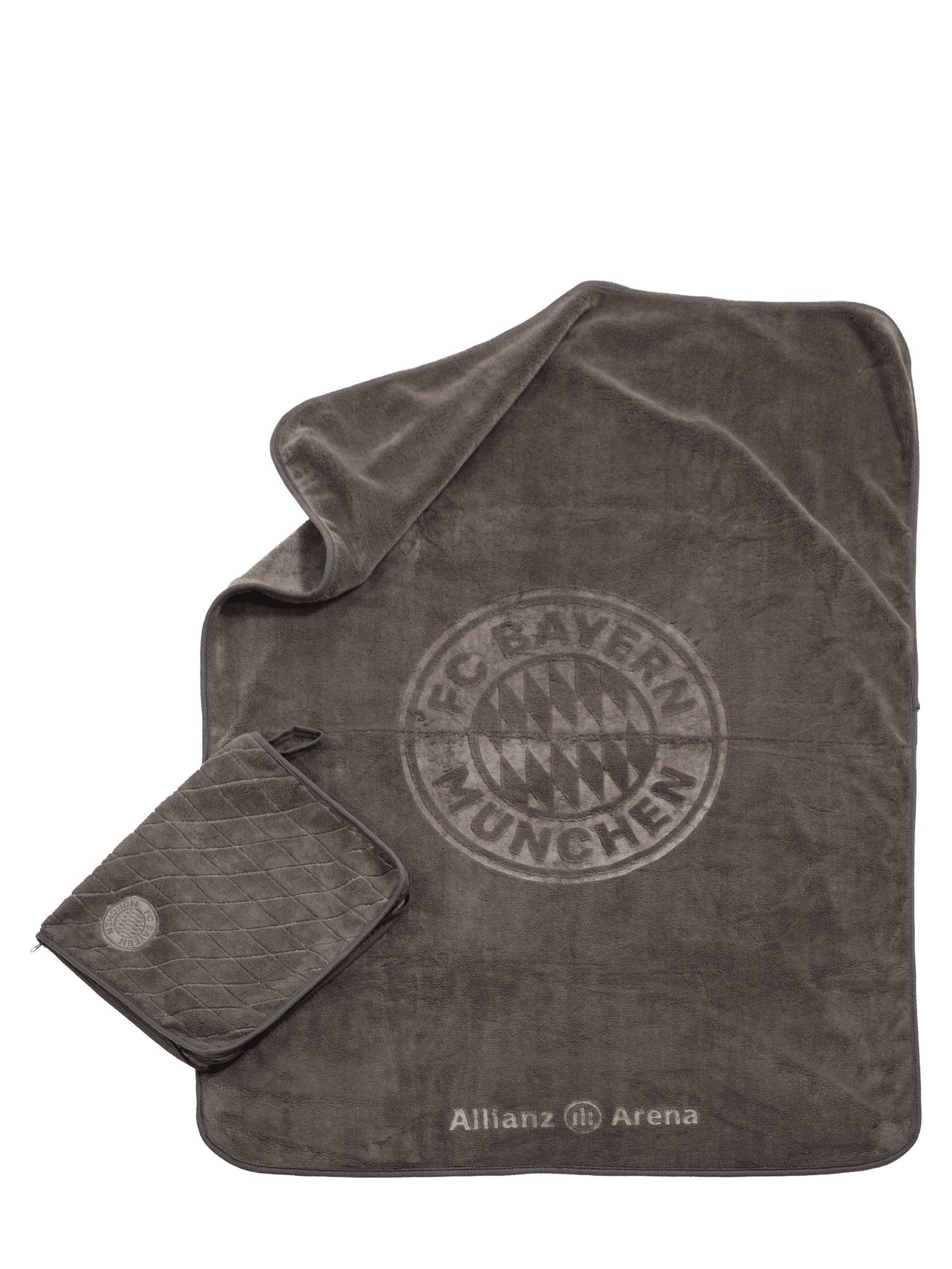 FC Bayern München Badetuch FC Bayern München I Stadion-Reise Set 2 in 1 I Decke & Kissen I Grau, Polyester