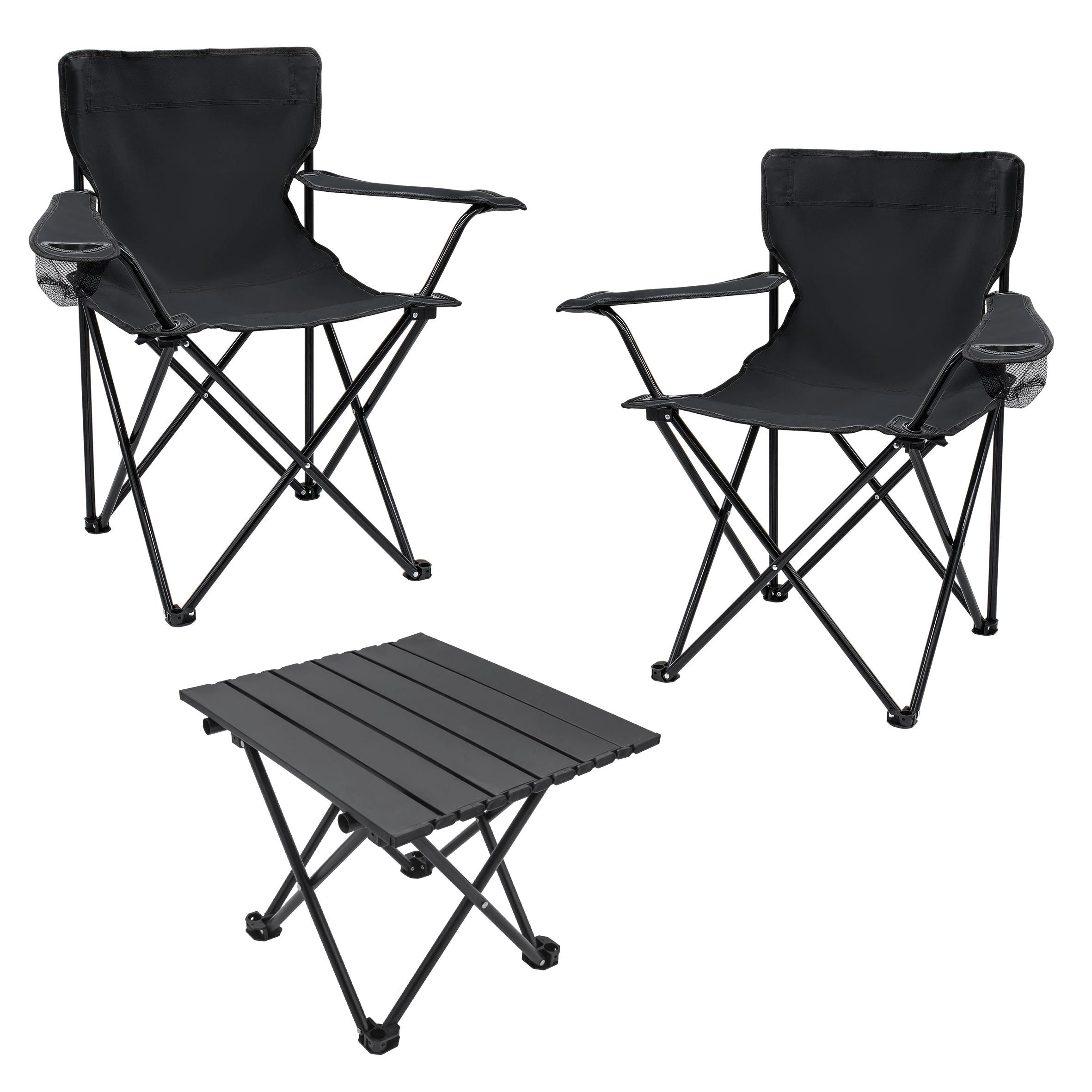 Spetebo Campingstuhl Camping Sitzgruppe 3-teilig mit Aluminium Klapptisch und Tragetasche (Set, 1 St), Garten Tischgruppe mit 2 Campingstühlen bis 100kg