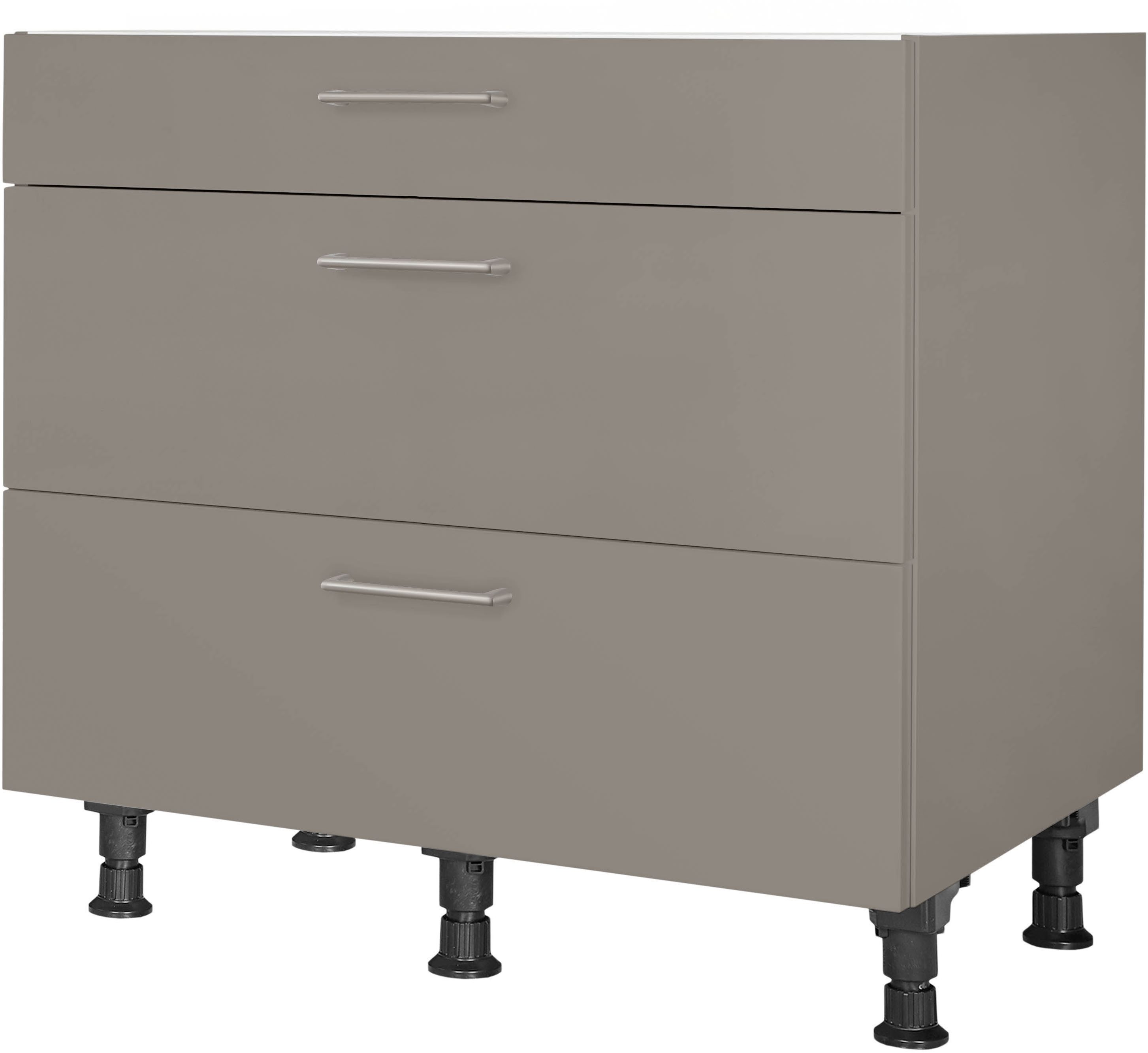 nobilia® Unterschrank "Laser", vormontiert, mit höhenverstellbaren Sockelfüßen, in den Breiten 30, 45, 60 und 90 cm, mit Schubkasten und Auszügen