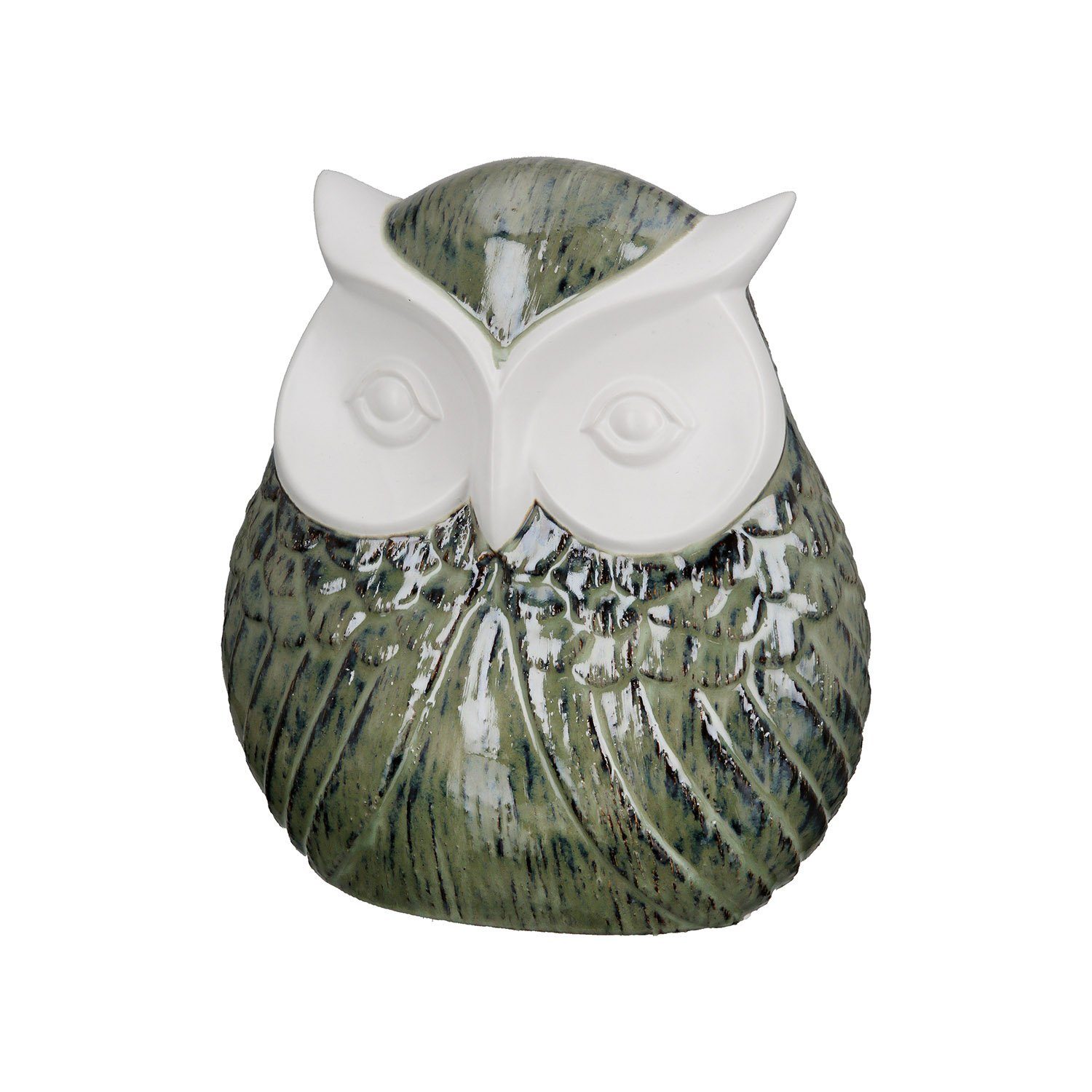 GILDE Dekofigur Figur - grün - Keramik - H. 25cm x T. 12cm x B. 22cm - Dekofigur (1 Stück), Große Eulenfigur - Wohnaccessoires & Weihnachtsdeko